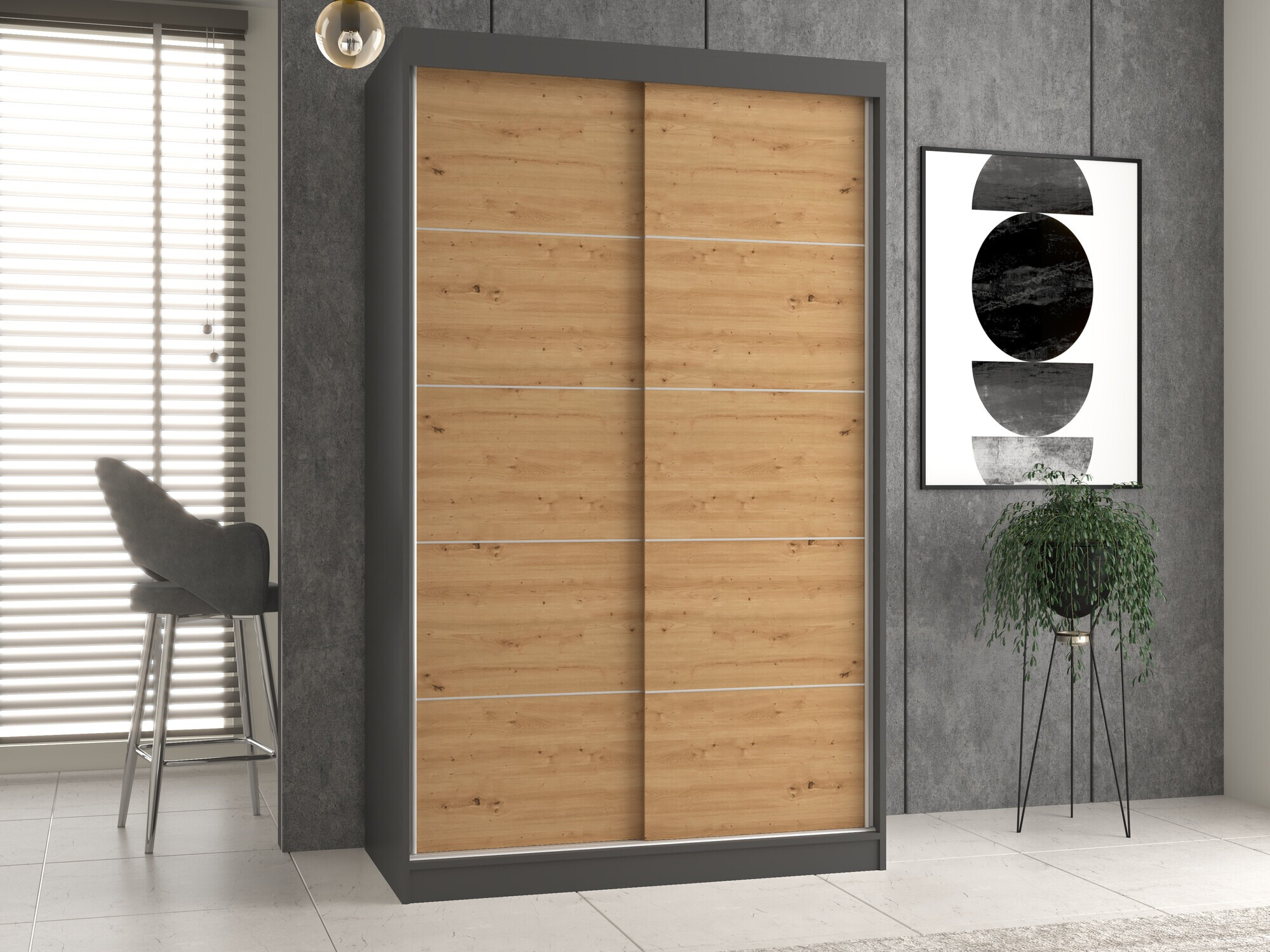 Ormar Mandeville 164 (Antracit + Artisan hrast)