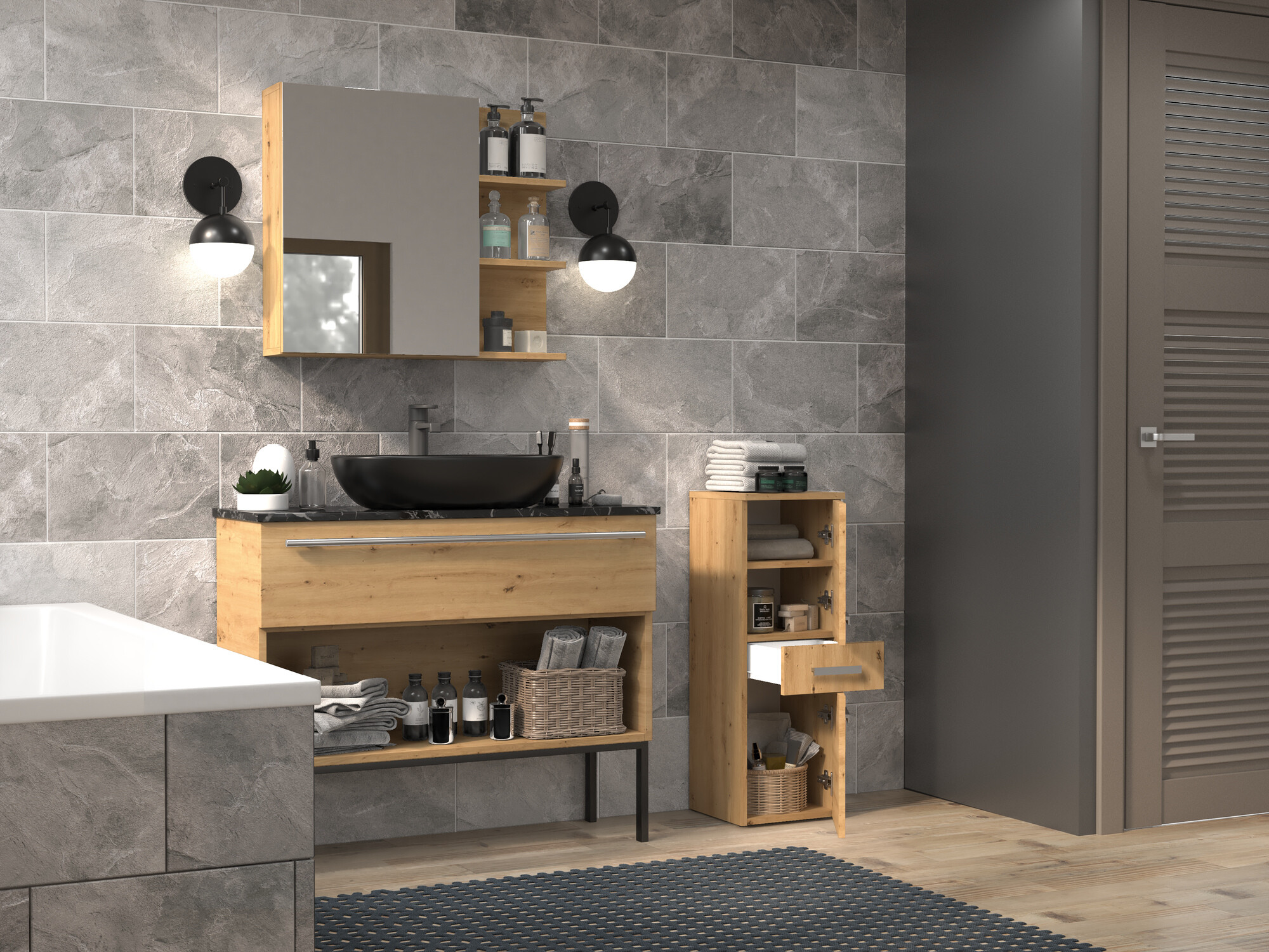 Ormarić za kupatilo Nolmaru 108 (Zanatski hrast)