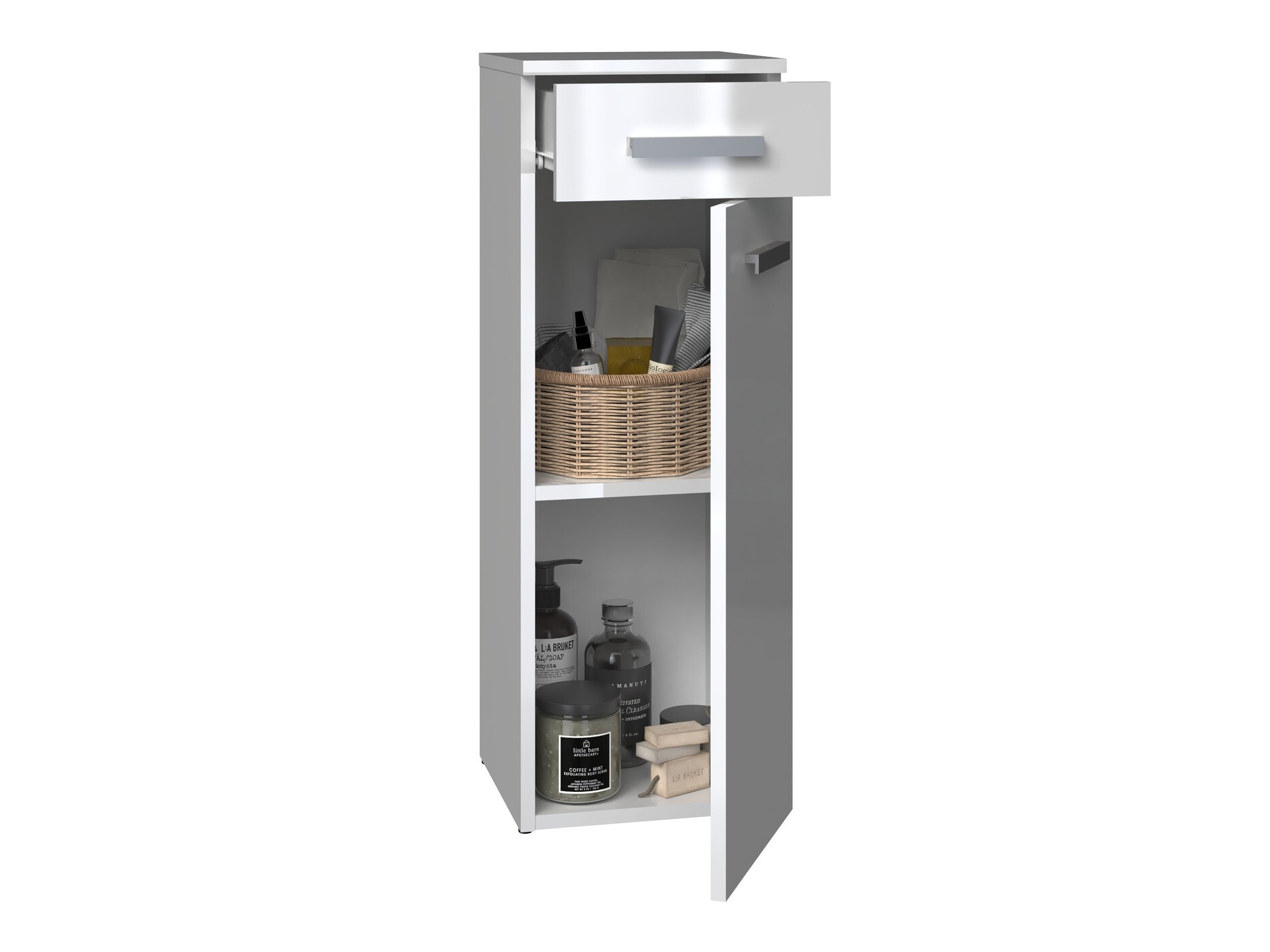 Ormarić za kupatilo Nolmaru 109 (Belo + Sjajno belo)