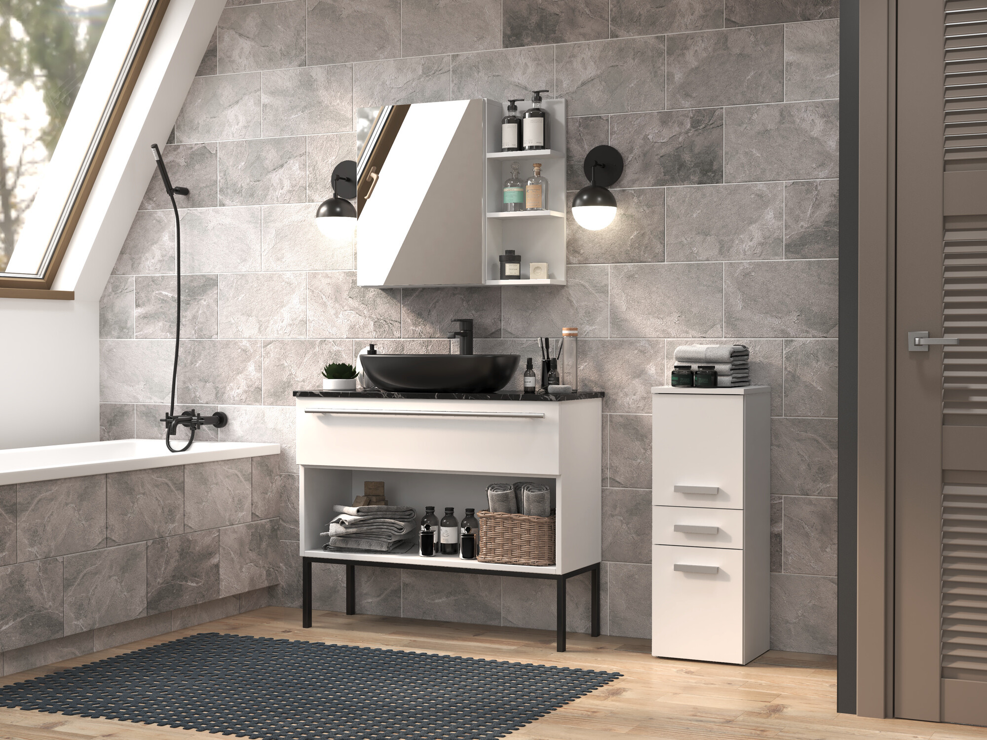 Samostojeći kupatilski ormarić Nolmaru 108 (Belo)