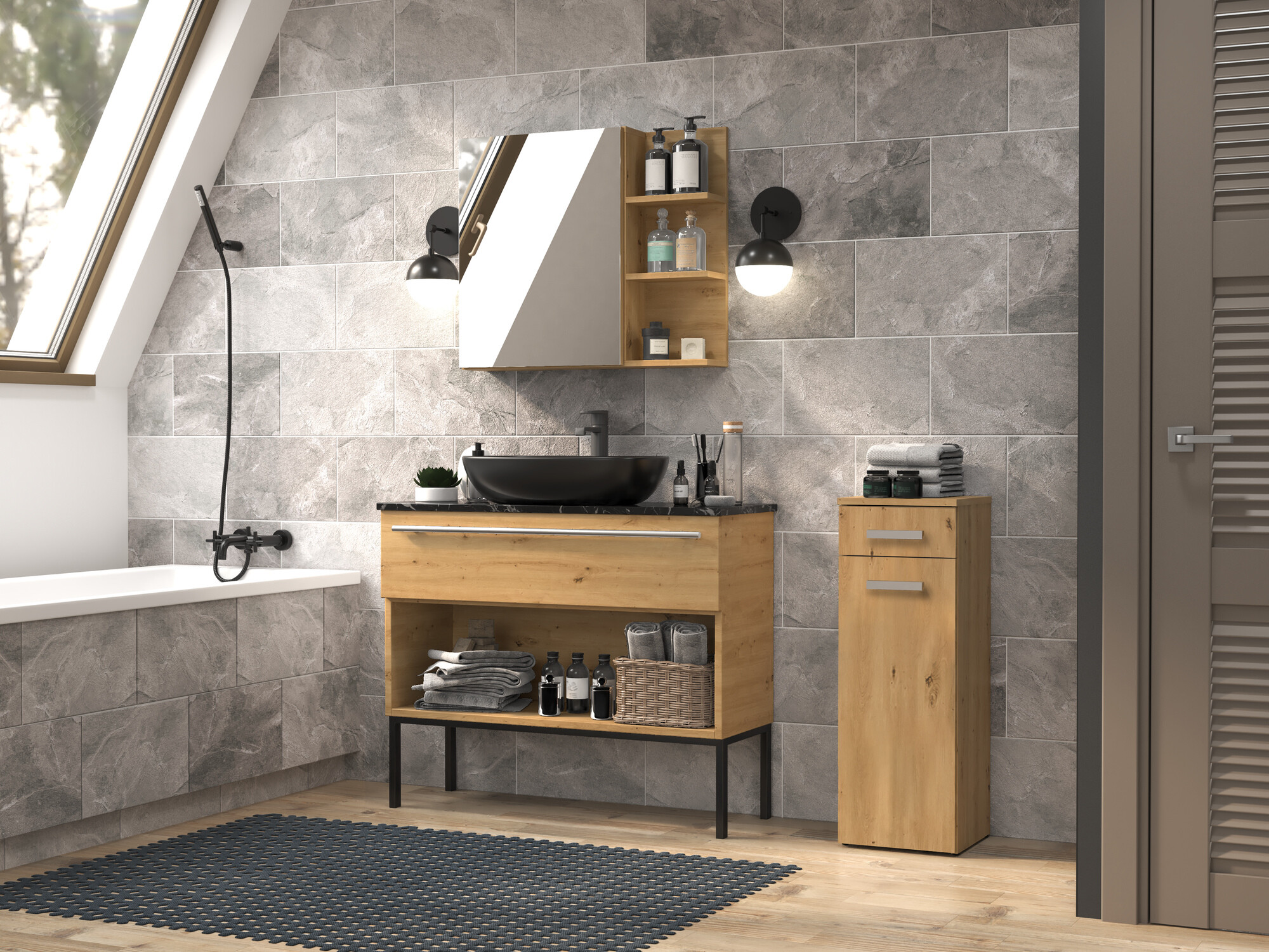 Samostojeći kupatilski ormarić Nolmaru 109 (Artisan hrast)