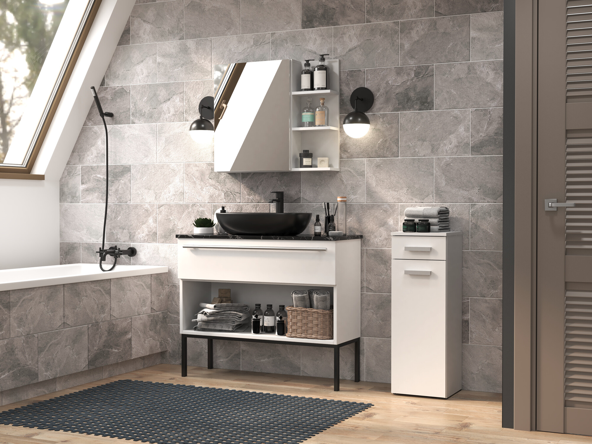 Samostojeći kupatilski ormarić Nolmaru 109 (Belo)