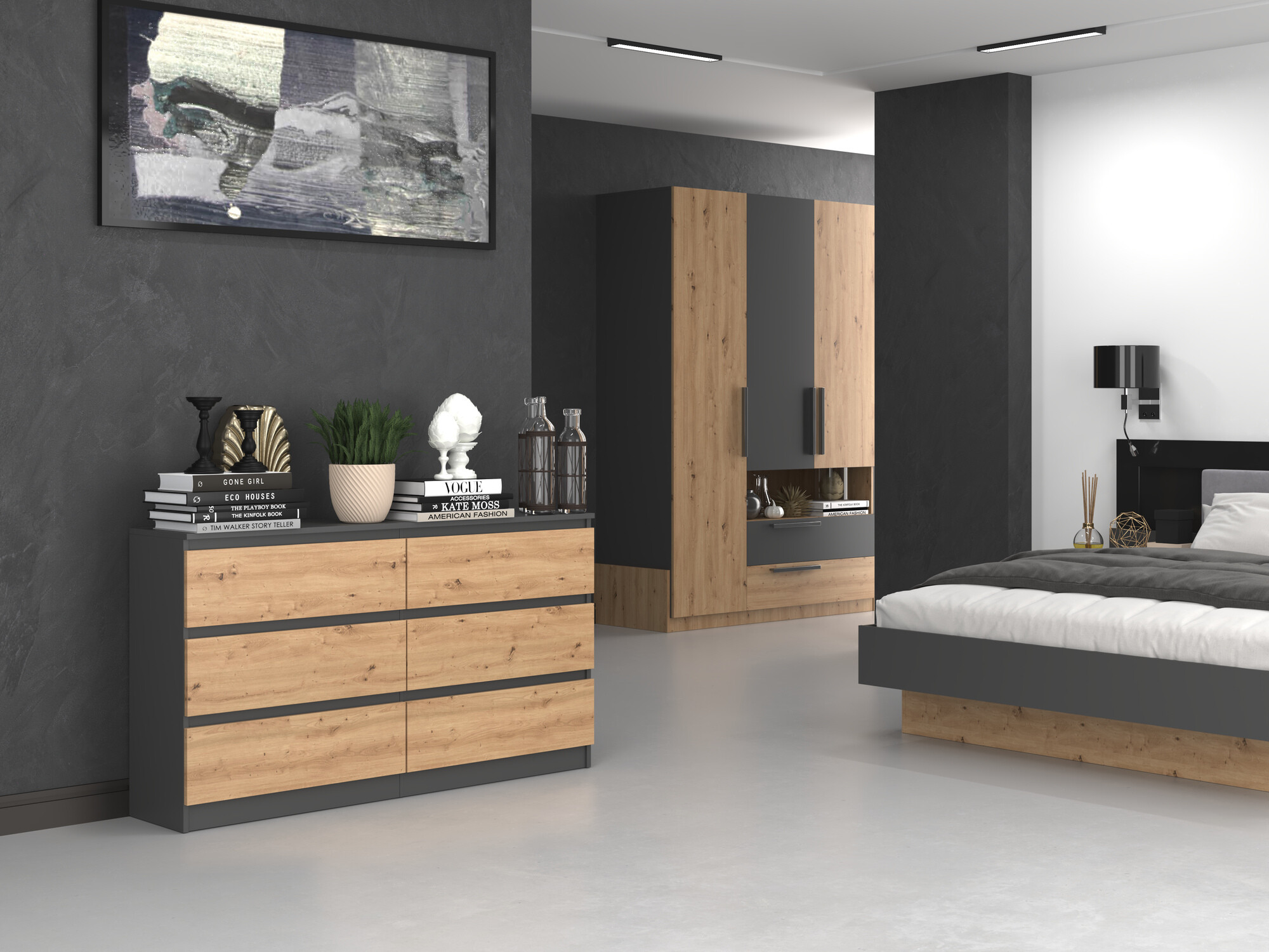 Komoda Elbvelu 102 (Antricit (ugalj) + Zanatski hrast)