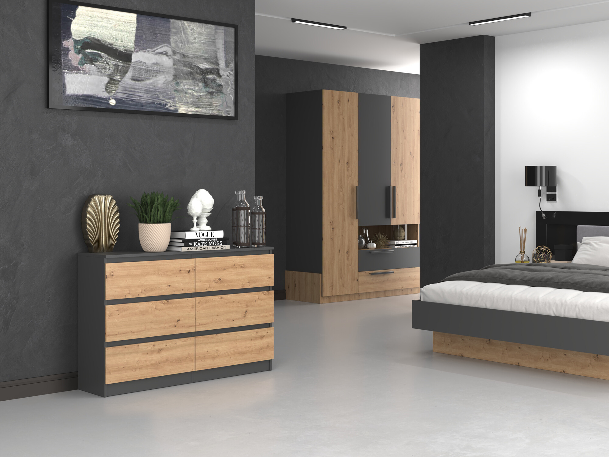 Komoda Elbvelu 103 (Antricit (ugalj) + Zanatski hrast)