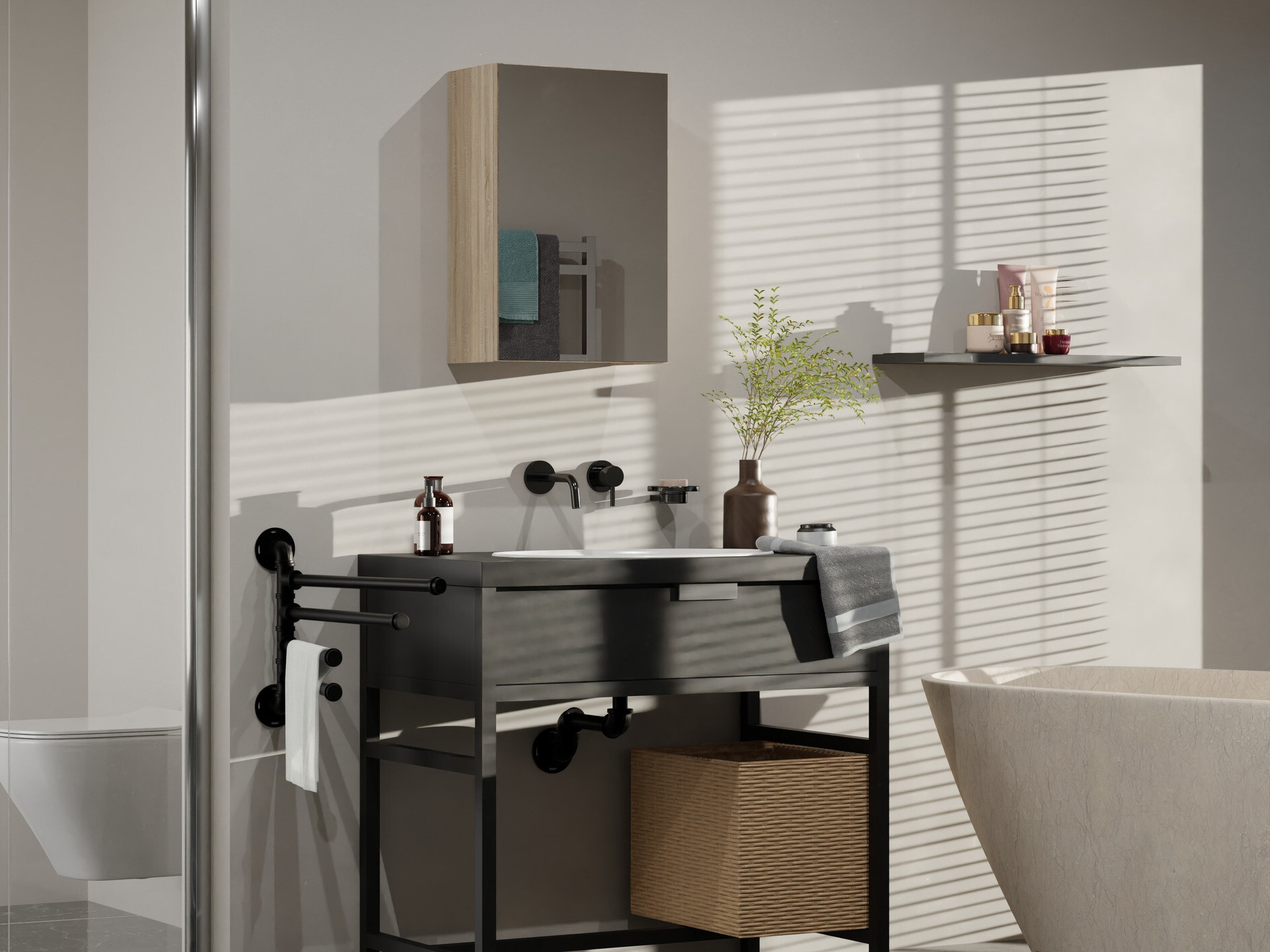 Ormarić za kupatilo sa ogledalom Balelbo 100 (Sonoma hrast)