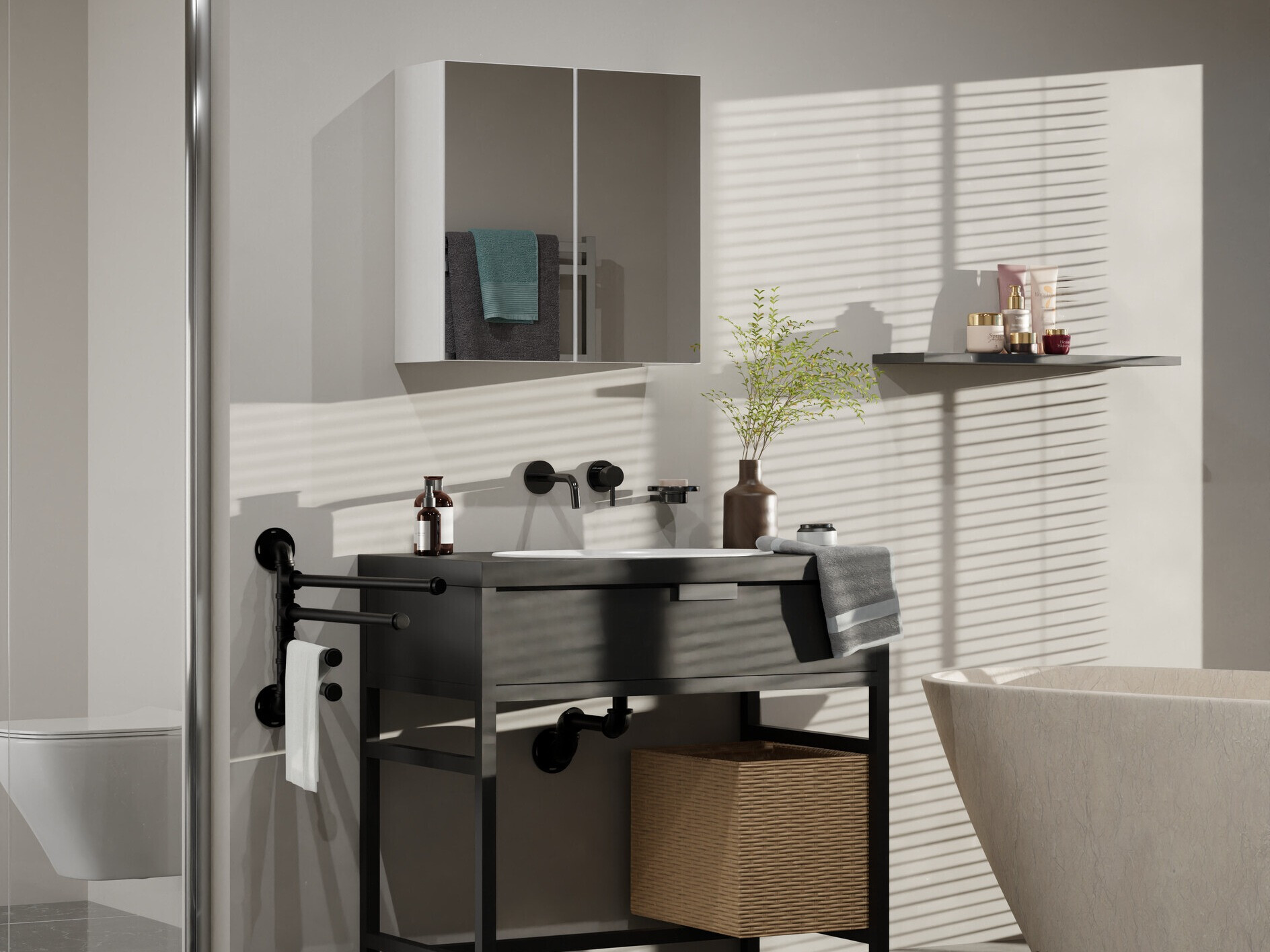 Ormarić za kupatilo sa ogledalom Balelbo 101 (Belo)