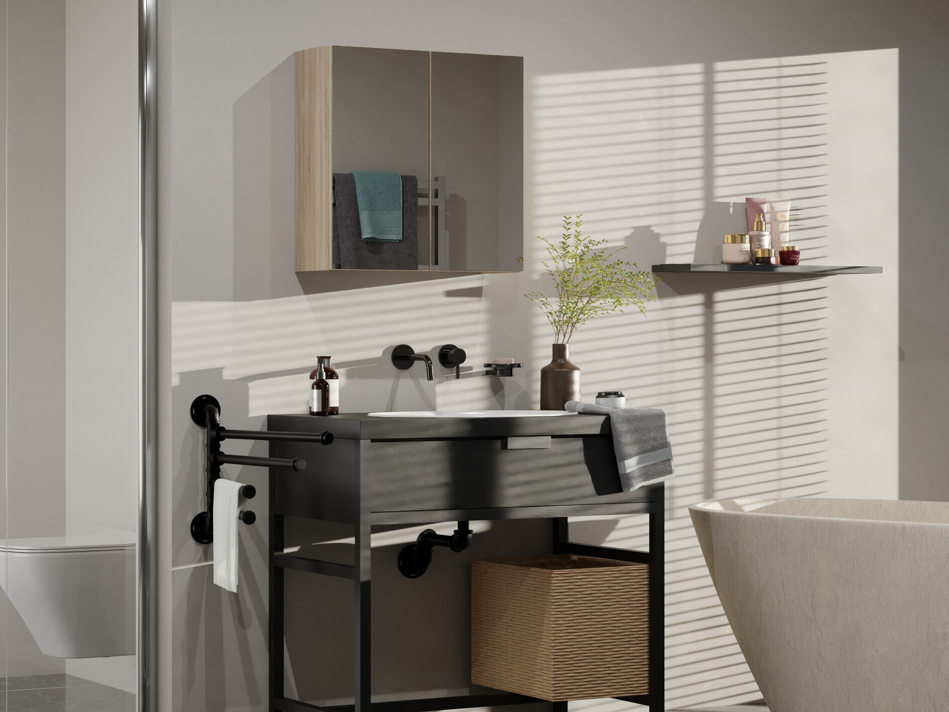 Ormarić za kupatilo sa ogledalom Balelbo 101 (Sonoma hrast)