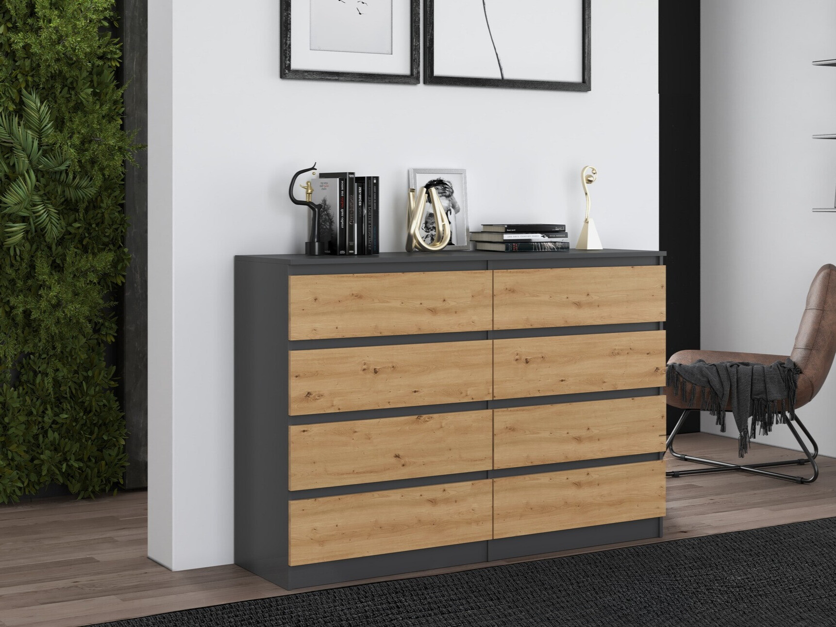 Komoda Elbvelu 100 (Antricit (ugalj) + Zanatski hrast)