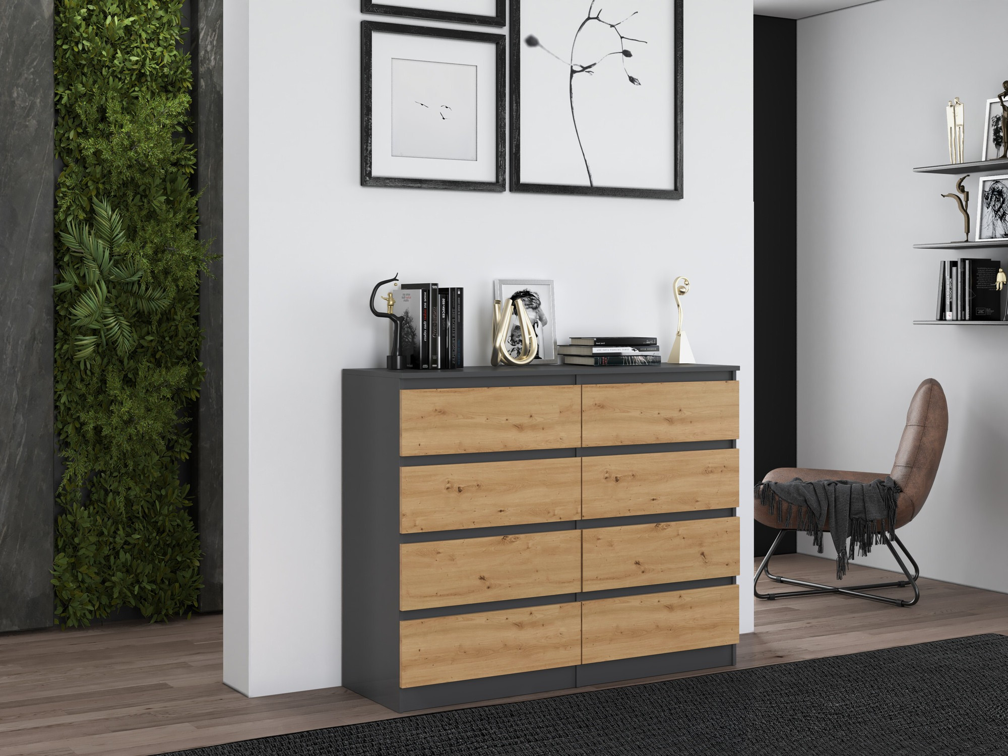 Komoda Elbvelu 101 (Antricit (ugalj) + Zanatski hrast)