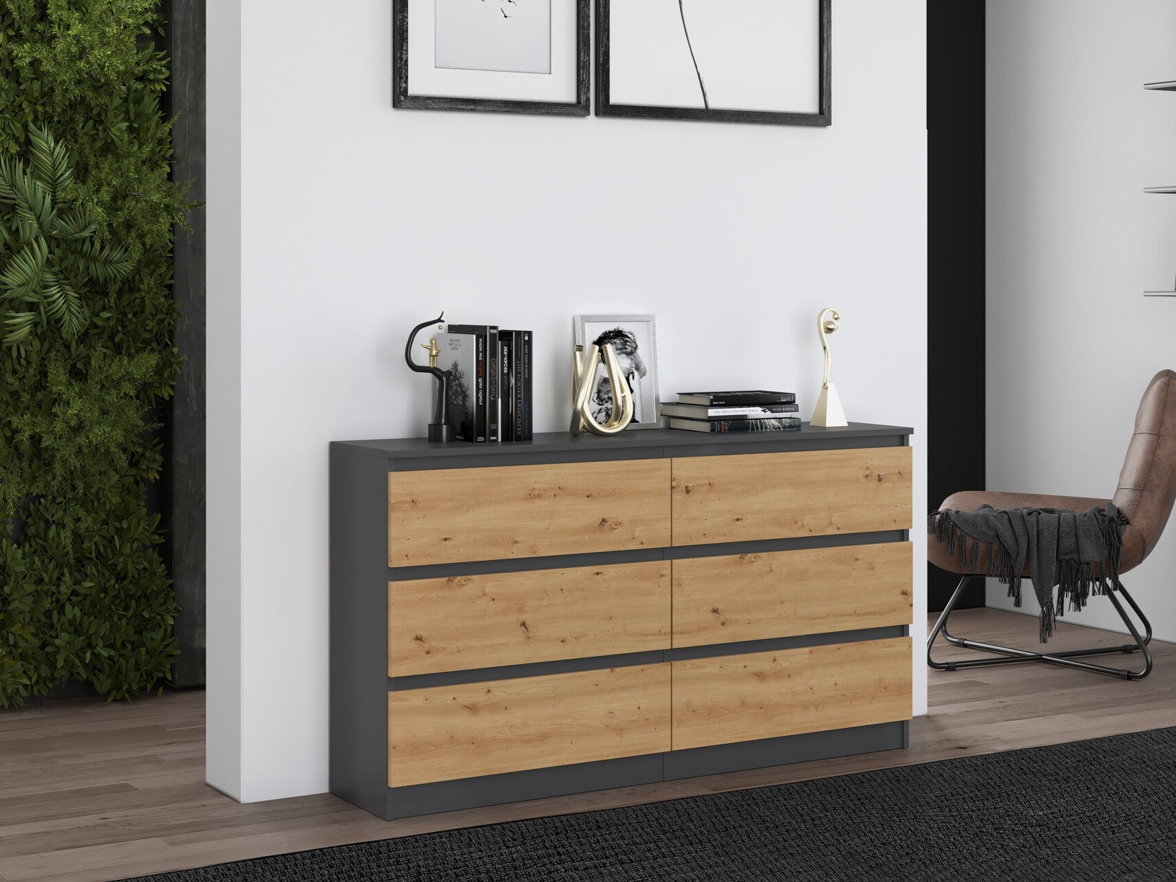 Komoda Elbvelu 102 (Antricit (ugalj) + Zanatski hrast)