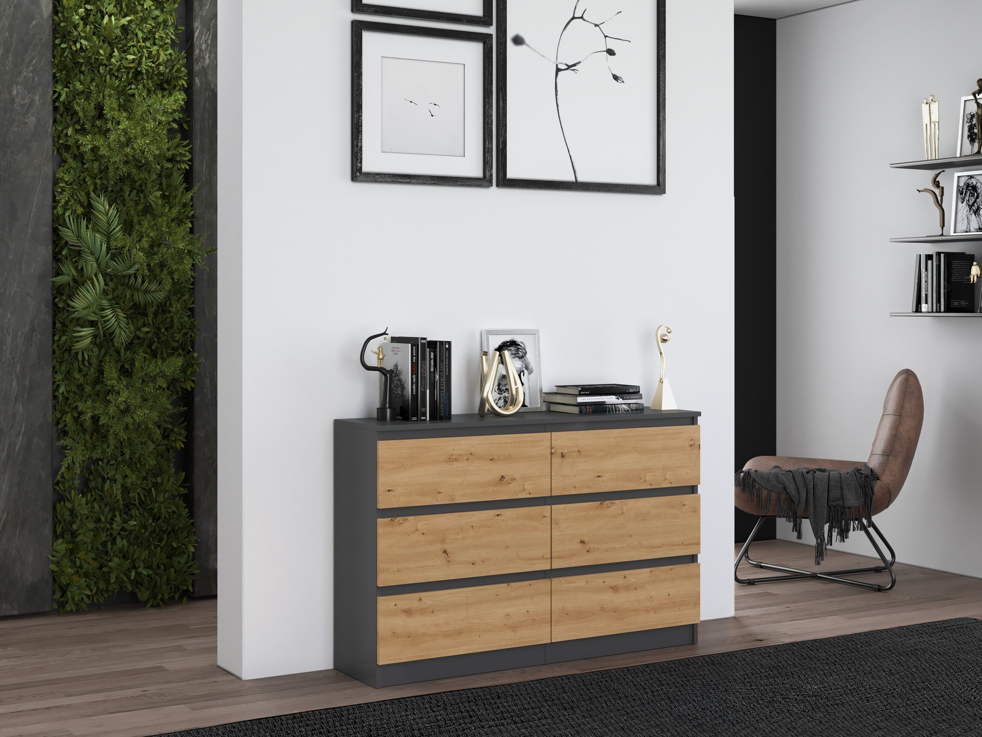 Komoda Elbvelu 103 (Antracit + Artisan hrast)