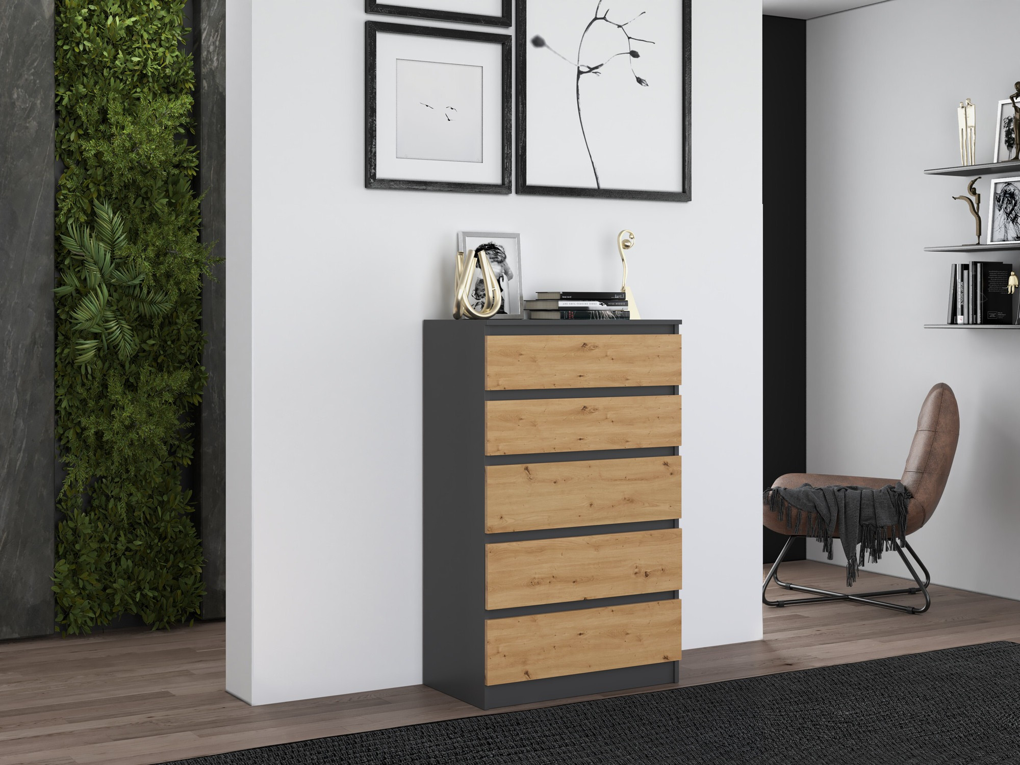 Komoda Elbvelu 104 (Antracit + Artisan hrast)