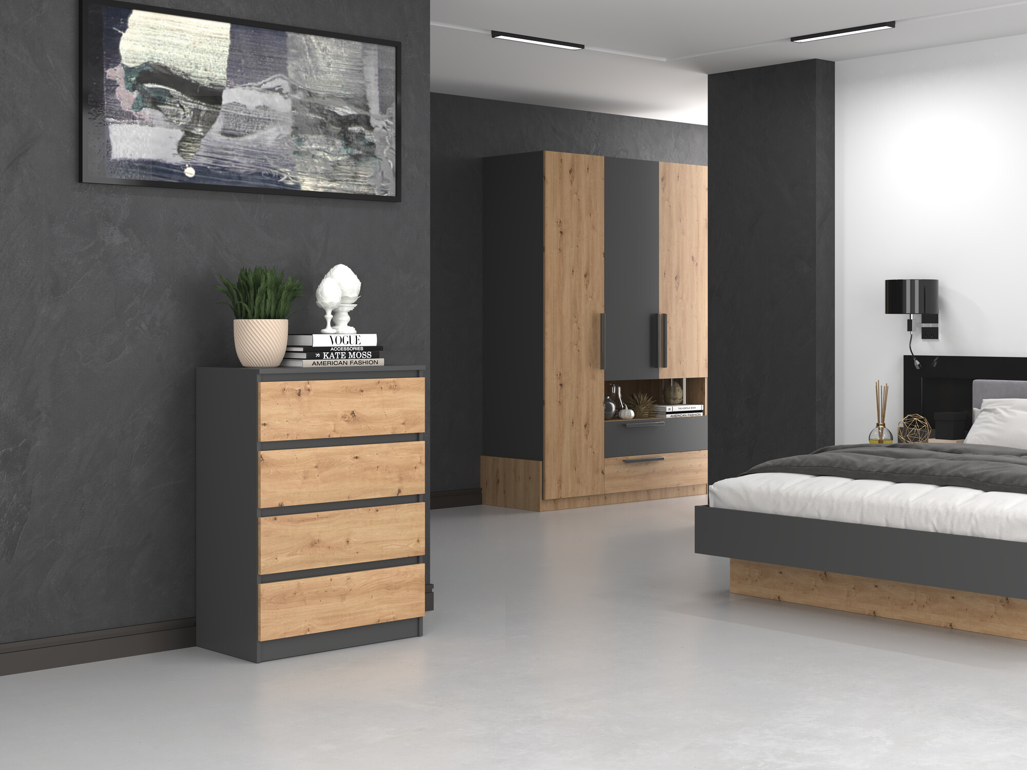 Komoda Elbvelu 105 (Antracit + Artisan hrast)