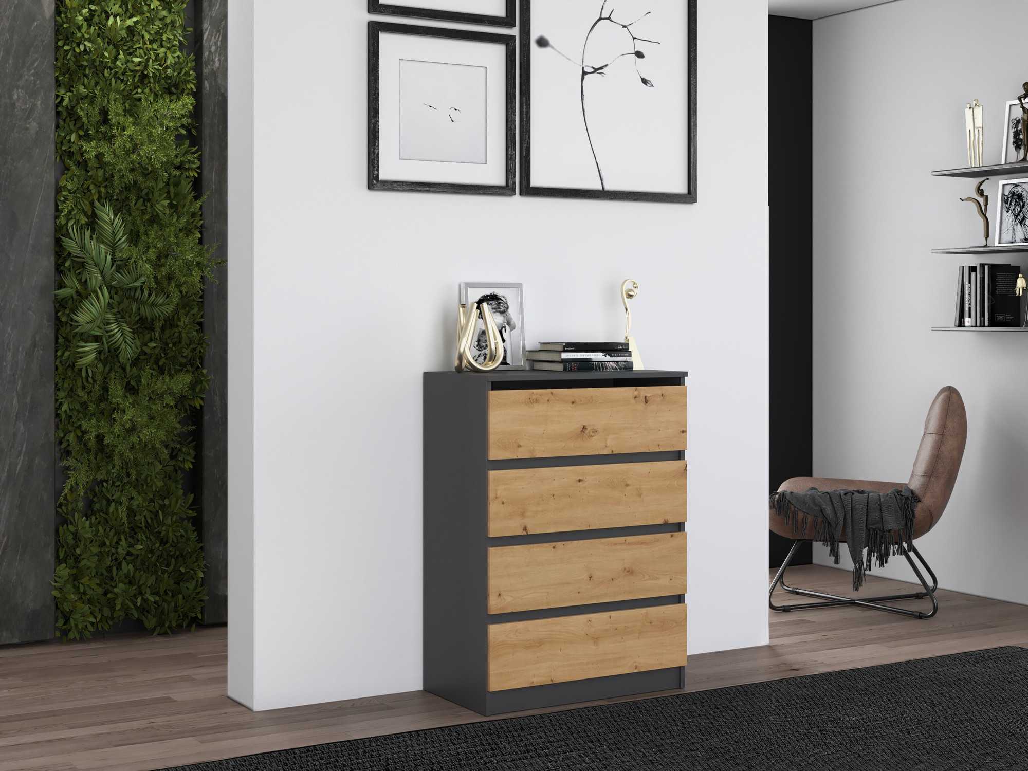 Komoda Elbvelu 105 (Antricit (ugalj) + Zanatski hrast)