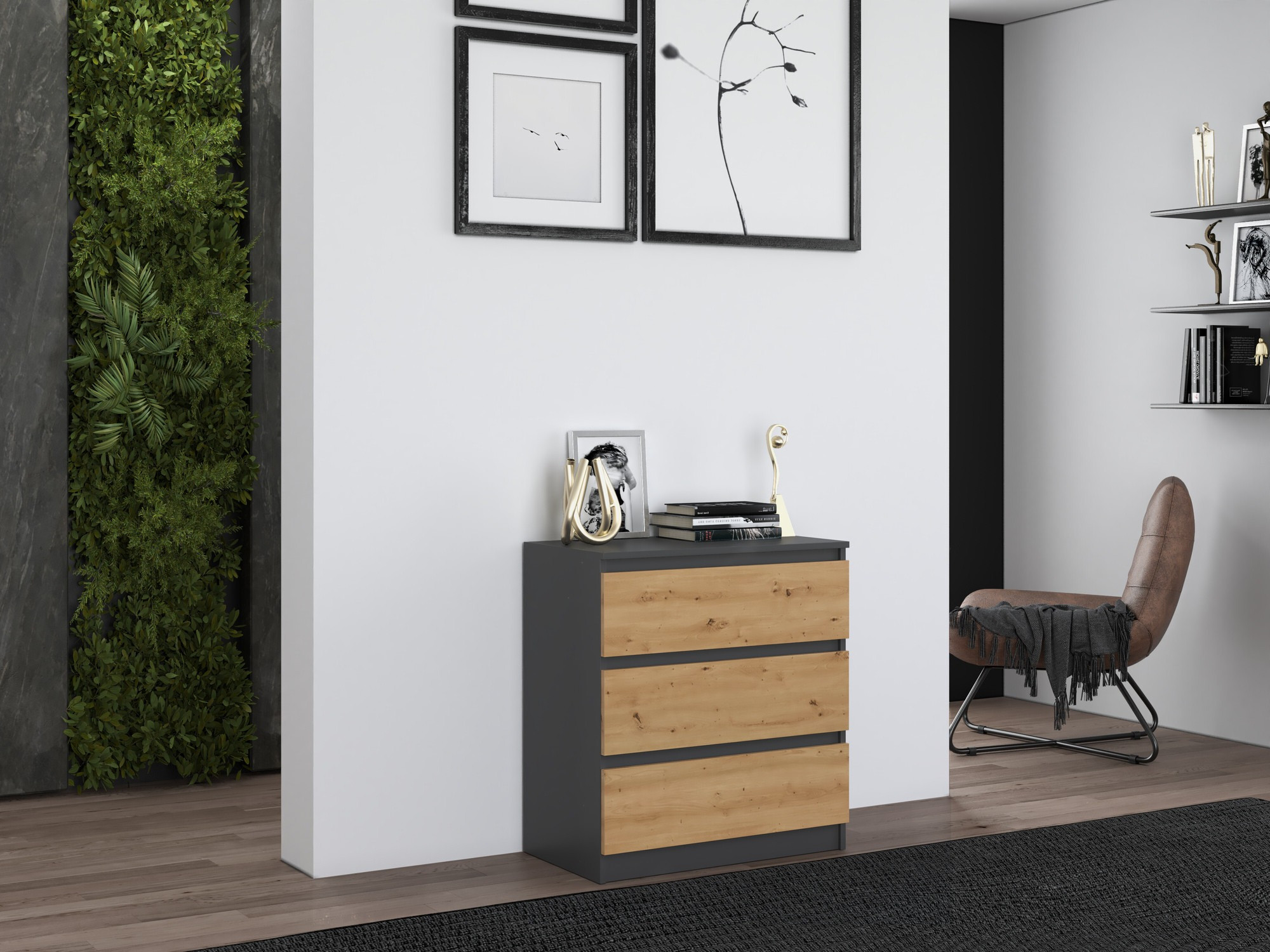 Komoda Elbvelu 106 (Antracit + Artisan hrast)