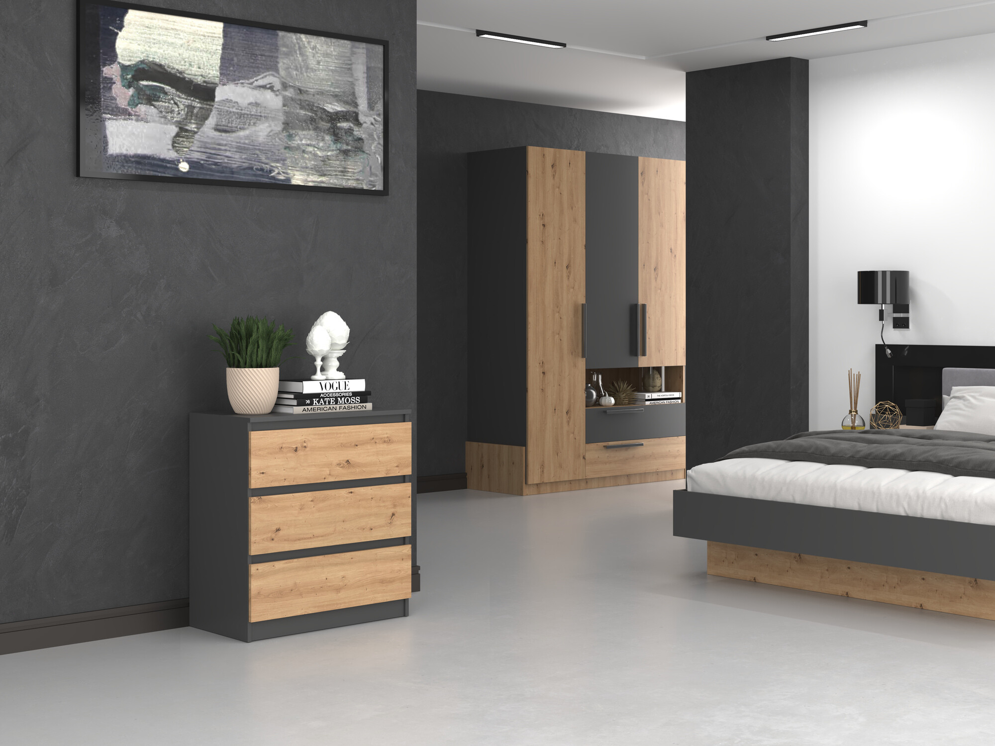 Komoda Elbvelu 106 (Antricit (ugalj) + Zanatski hrast)