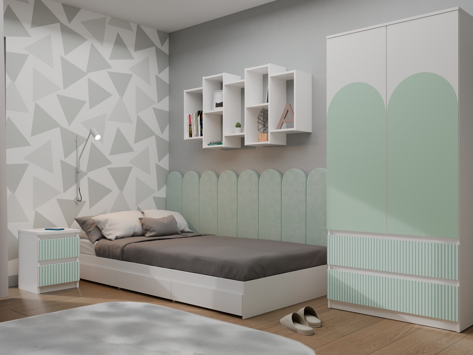 Noćni ormarić Mortore 103 (Svetla menta)