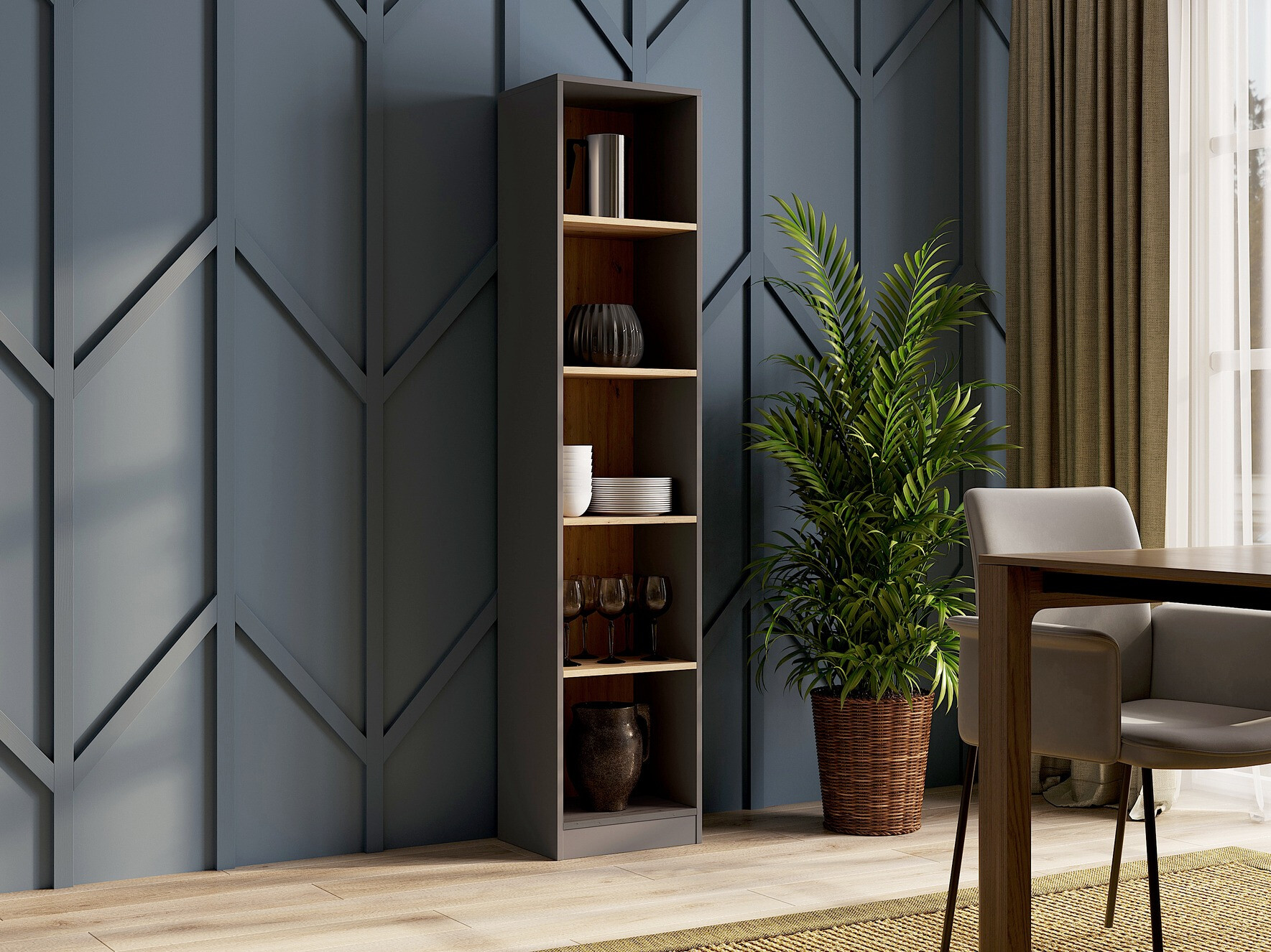 Polica Mandeville 183 (Antracit + Artisan hrast)