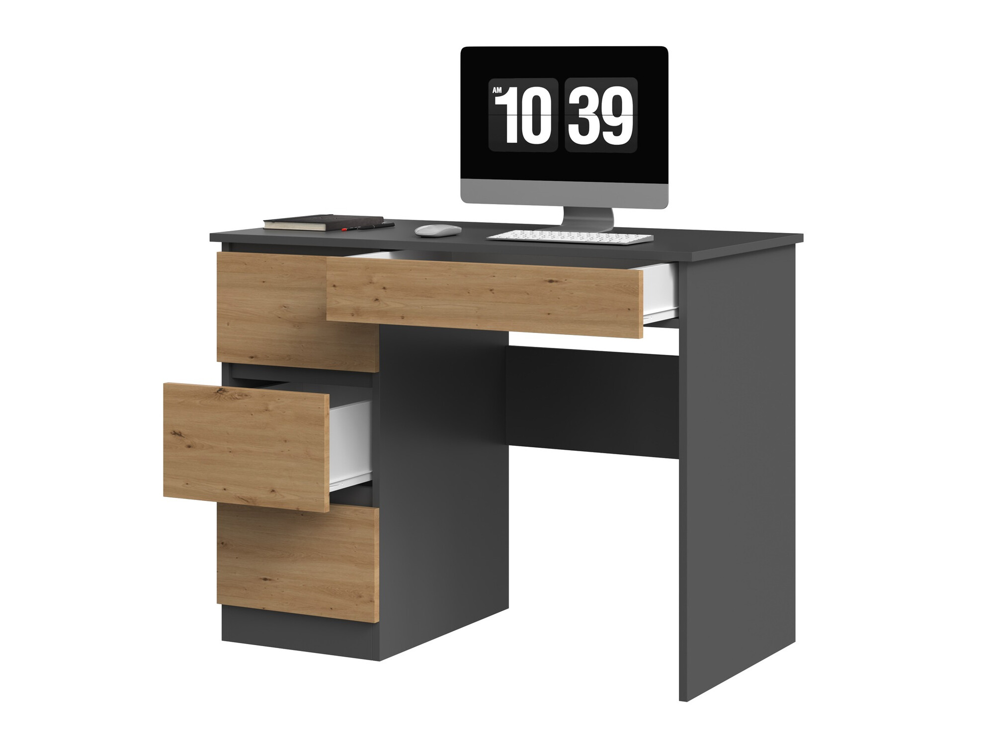 Kancelarijski sto Elbvelu 108 (Antricit (ugalj) + Zanatski hrast)