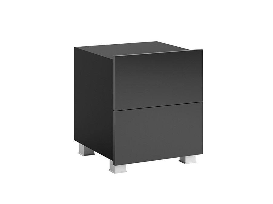 Noćni ormarić Tivdalu 127 (Crno + Crna visoki sjaj)