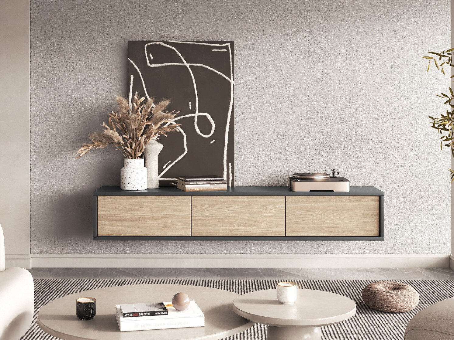 TV komoda Austin 324 (Antracit + Hrast)