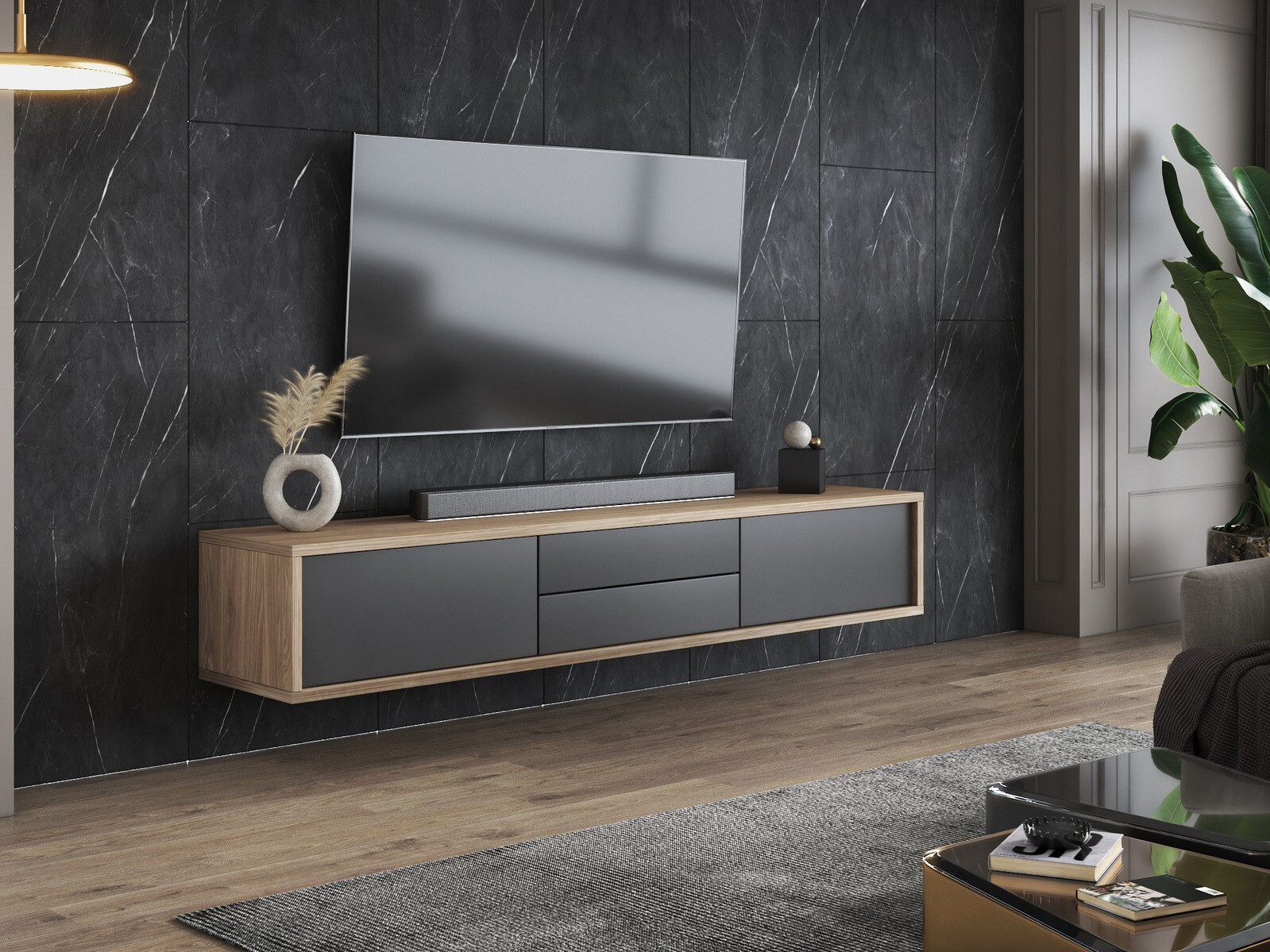 TV komoda Austin 325 (Hrast + Antracit)