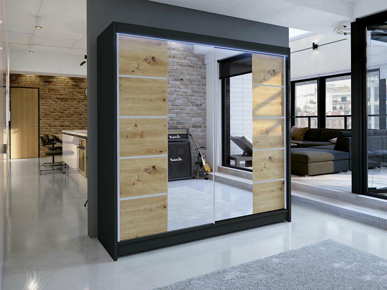 Ormar Closico 154 (Crno + Zanatski hrast)