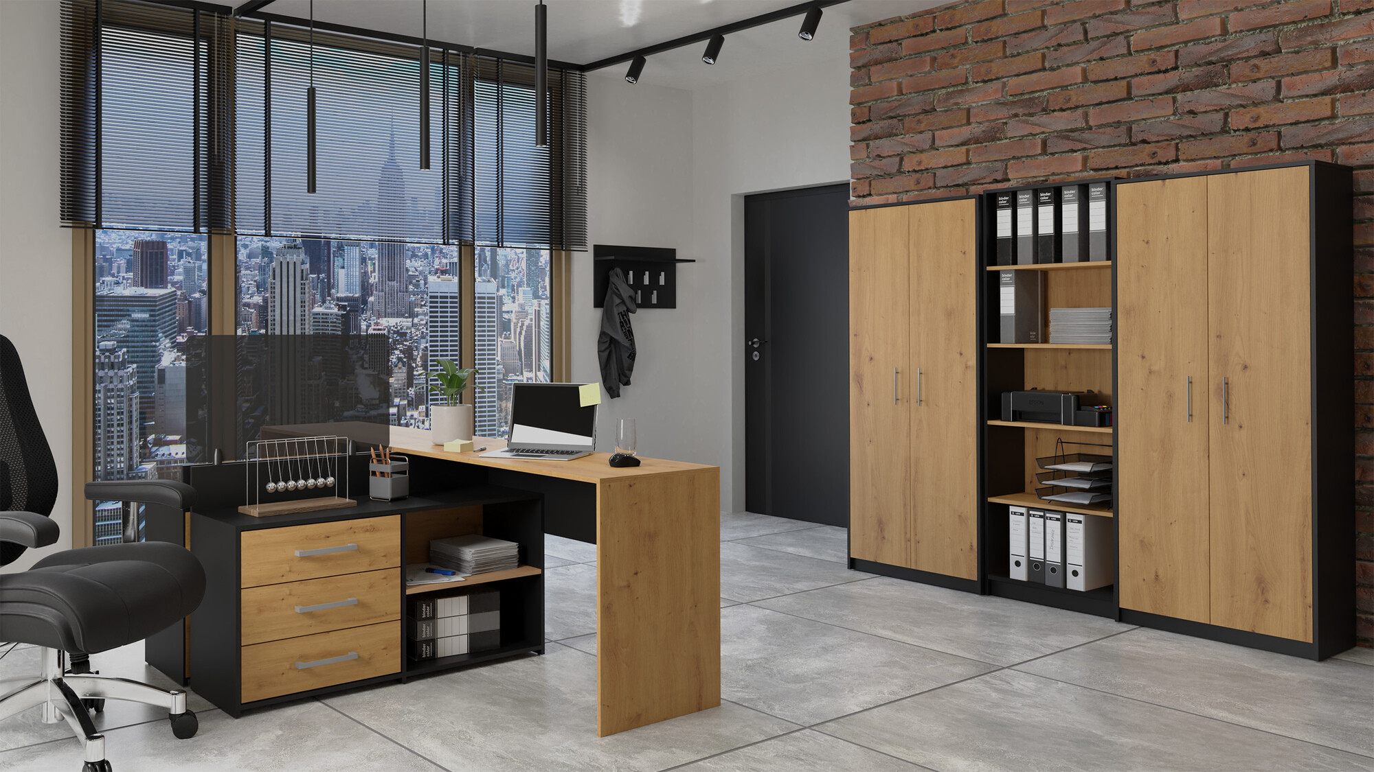 Polica Mandeville 196 (Antracit + Artisan hrast)