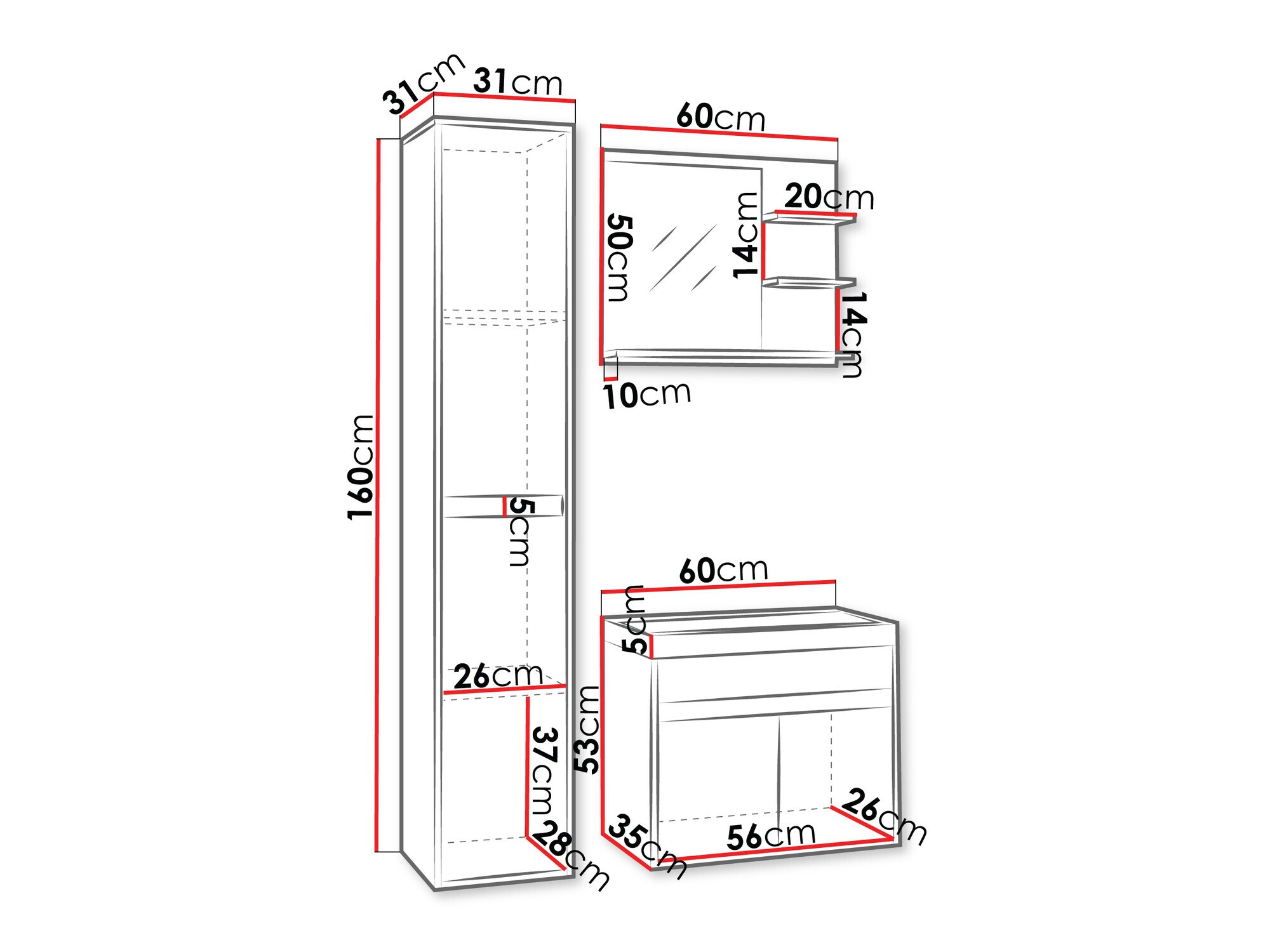 Set za kupatilo Sarasota 168 (Matera siva + Kesten)
