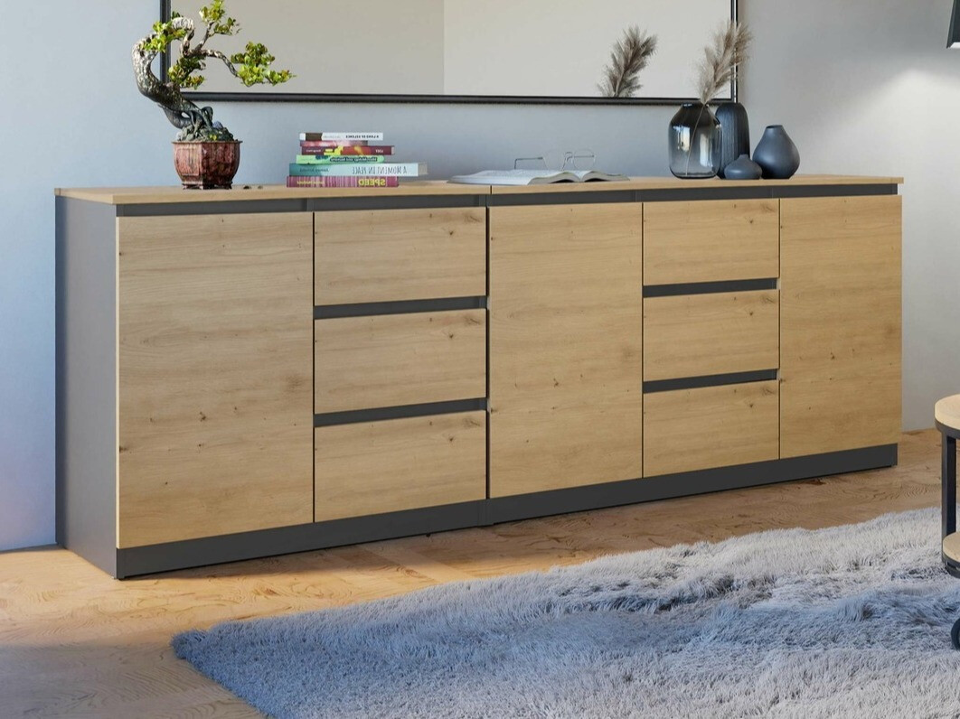 Komoda Elbvelu 109 (Antracit + Artisan hrast)