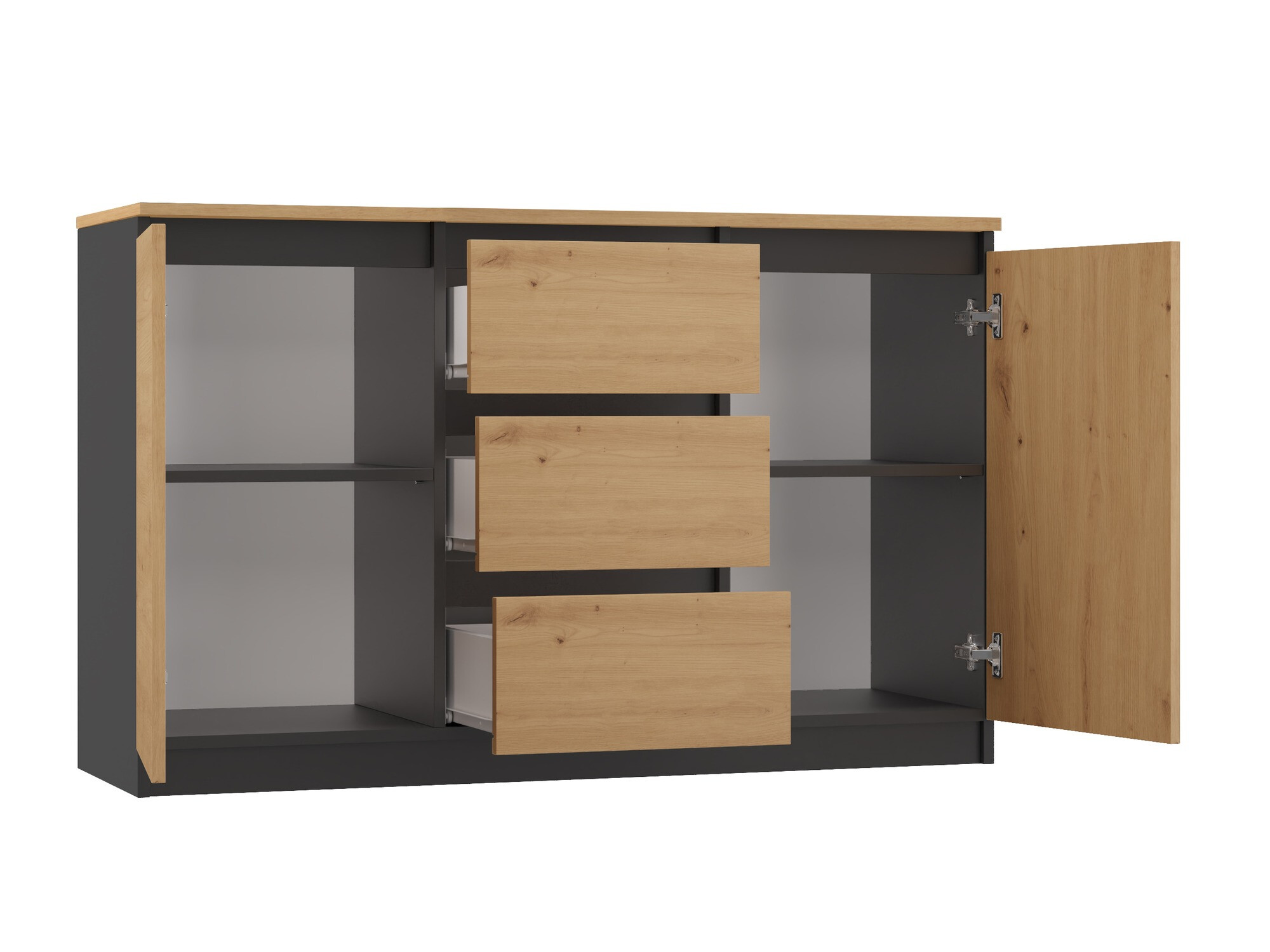 Komoda Elbvelu 109 (Antracit + Artisan hrast)