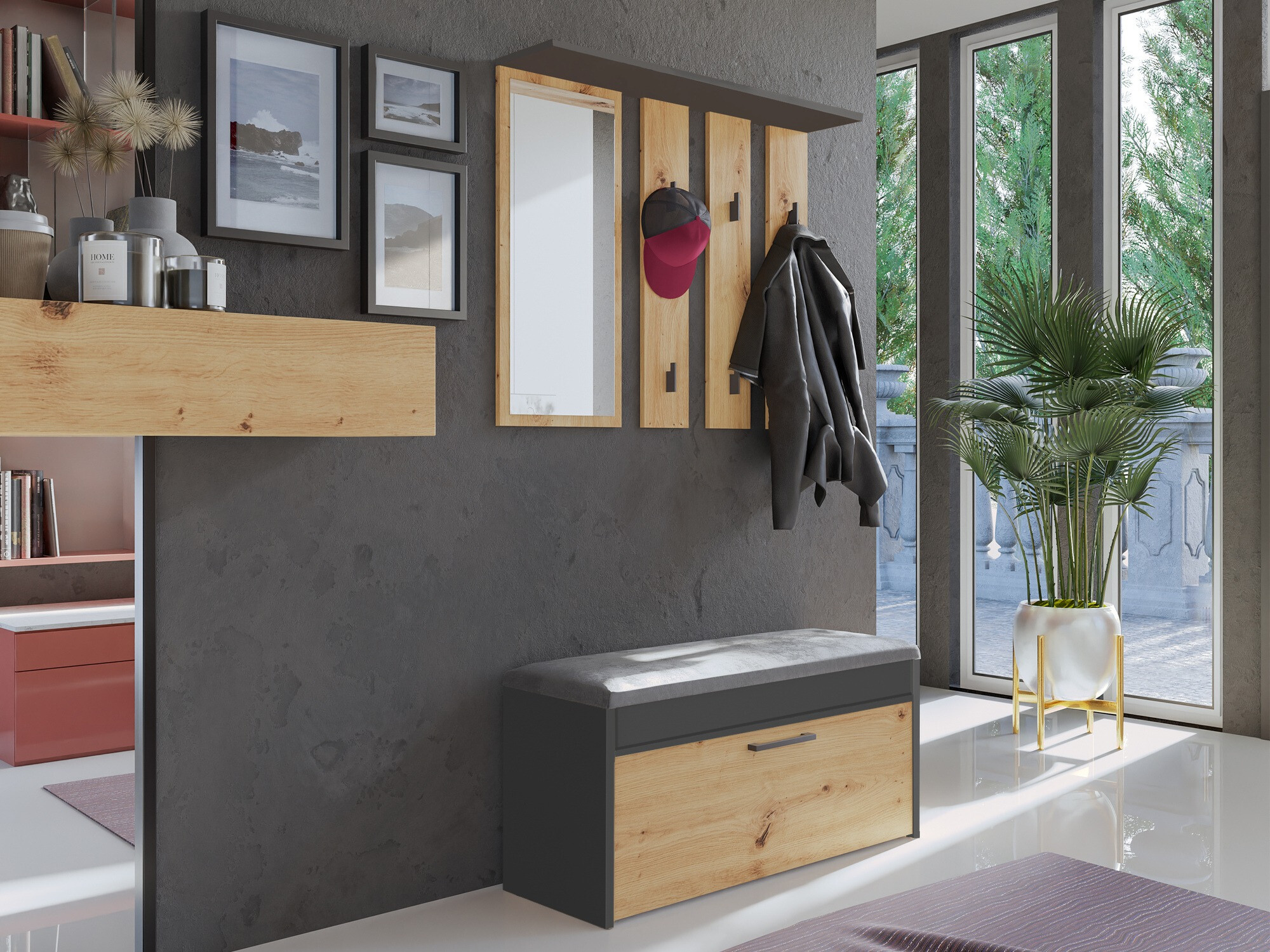 Čiviluk Mandeville 210 (Antracit + Artisan hrast)