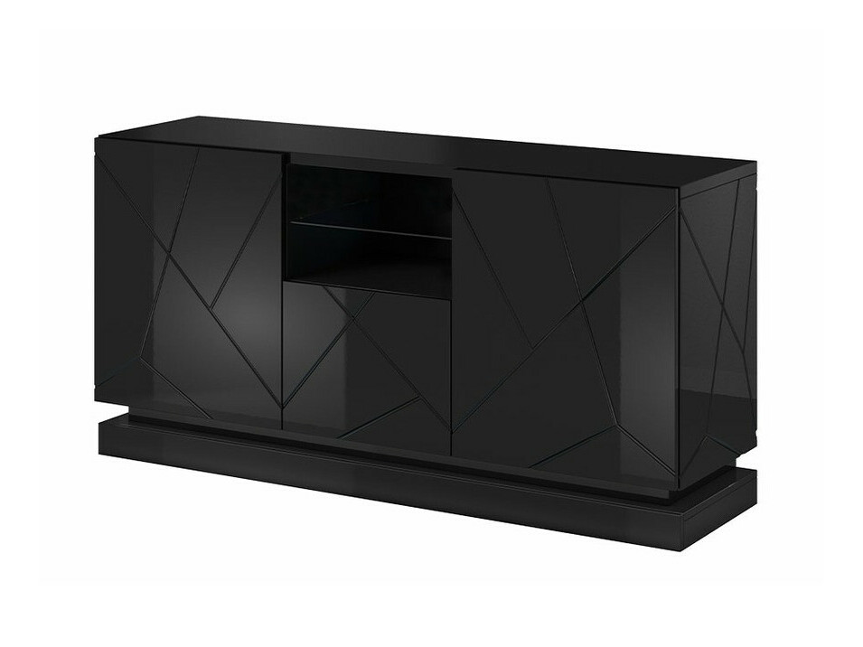 Ormarić Charlotte 186 (Crno + Crna visoki sjaj)