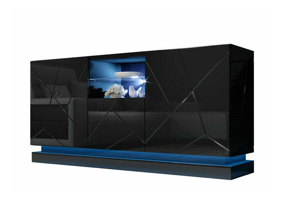 Ormarić Charlotte 186 (Crno + Crna visoki sjaj)