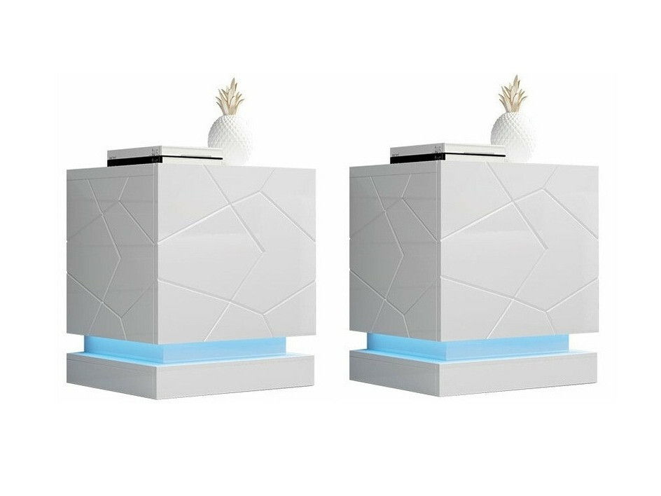 Set noćnih ormarića Linar (Belo + Sjajno belo)