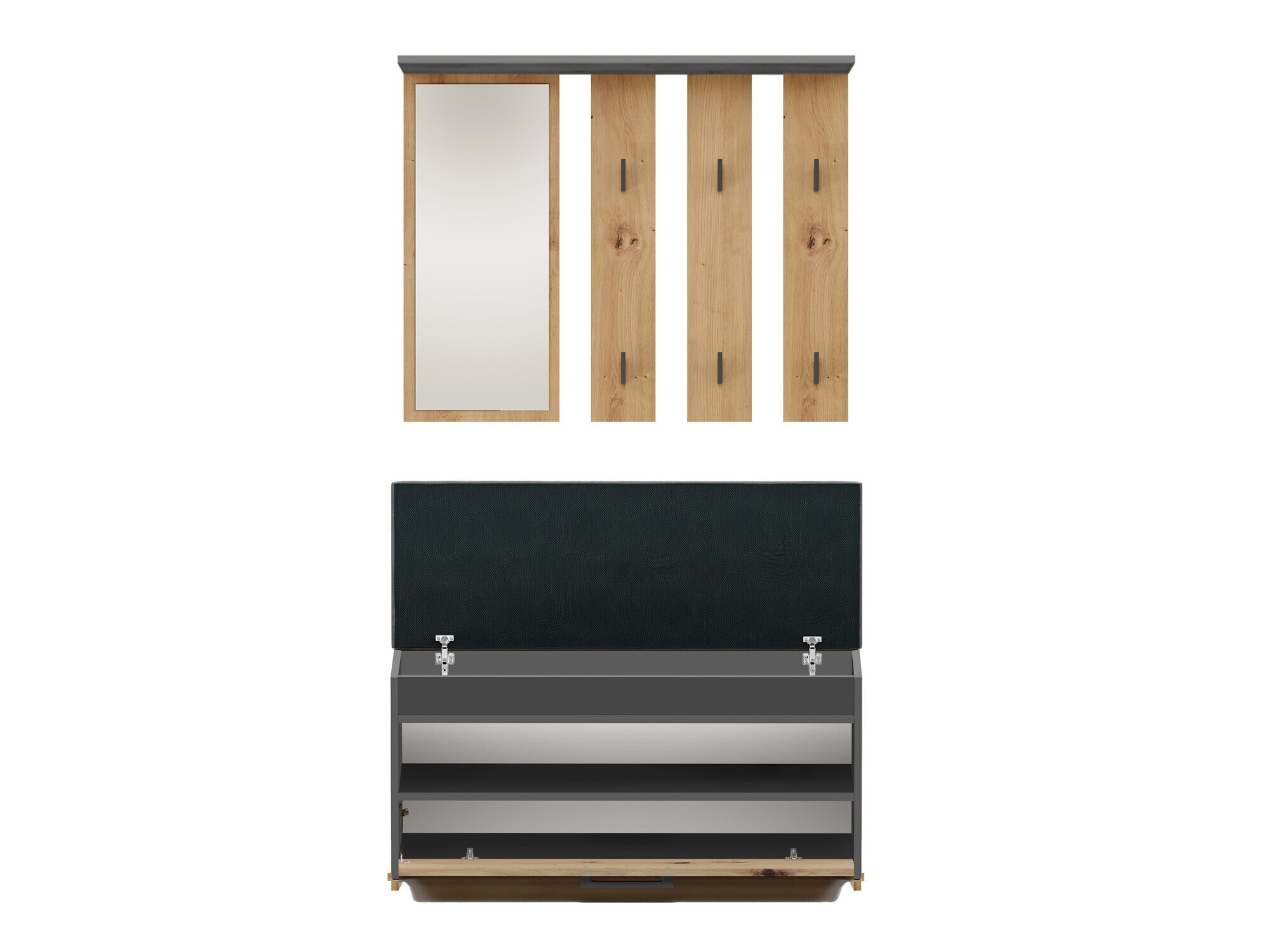 Set za hodnik Mandeville 218 (Antracit + Artisan hrast)