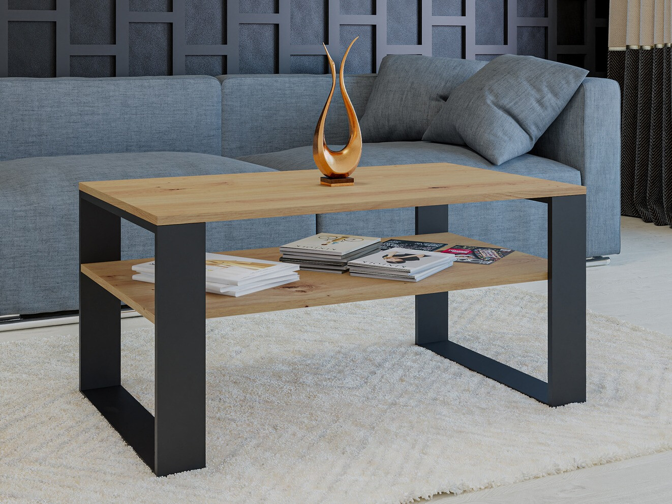 Stočić za kafu Mandeville 208 (Artisan hrast + Crno)