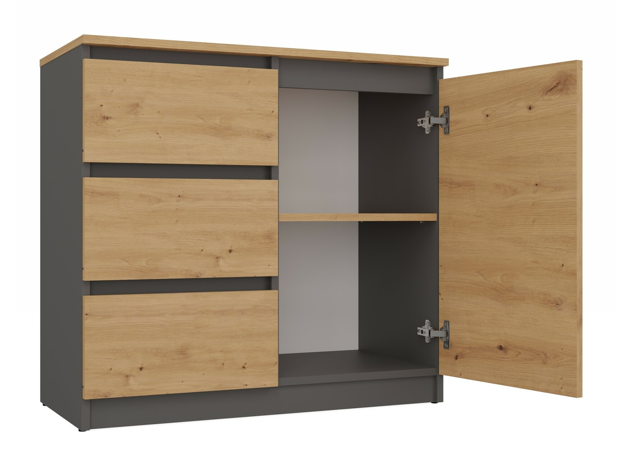 Komoda Elbvelu 110 (Zanatski hrast + Antricit (ugalj))