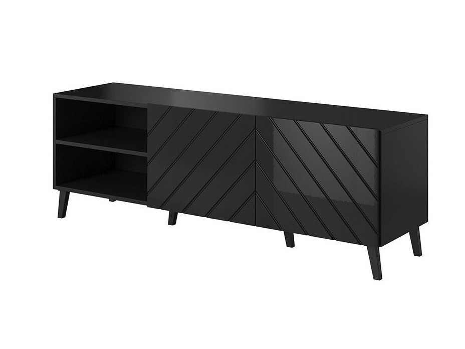 TV komoda Charlotte 144 (Crno + Sjajno crna)