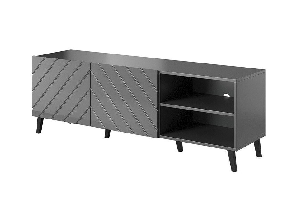 TV komoda Charlotte 144 (Grafit + Sjajni grafit)