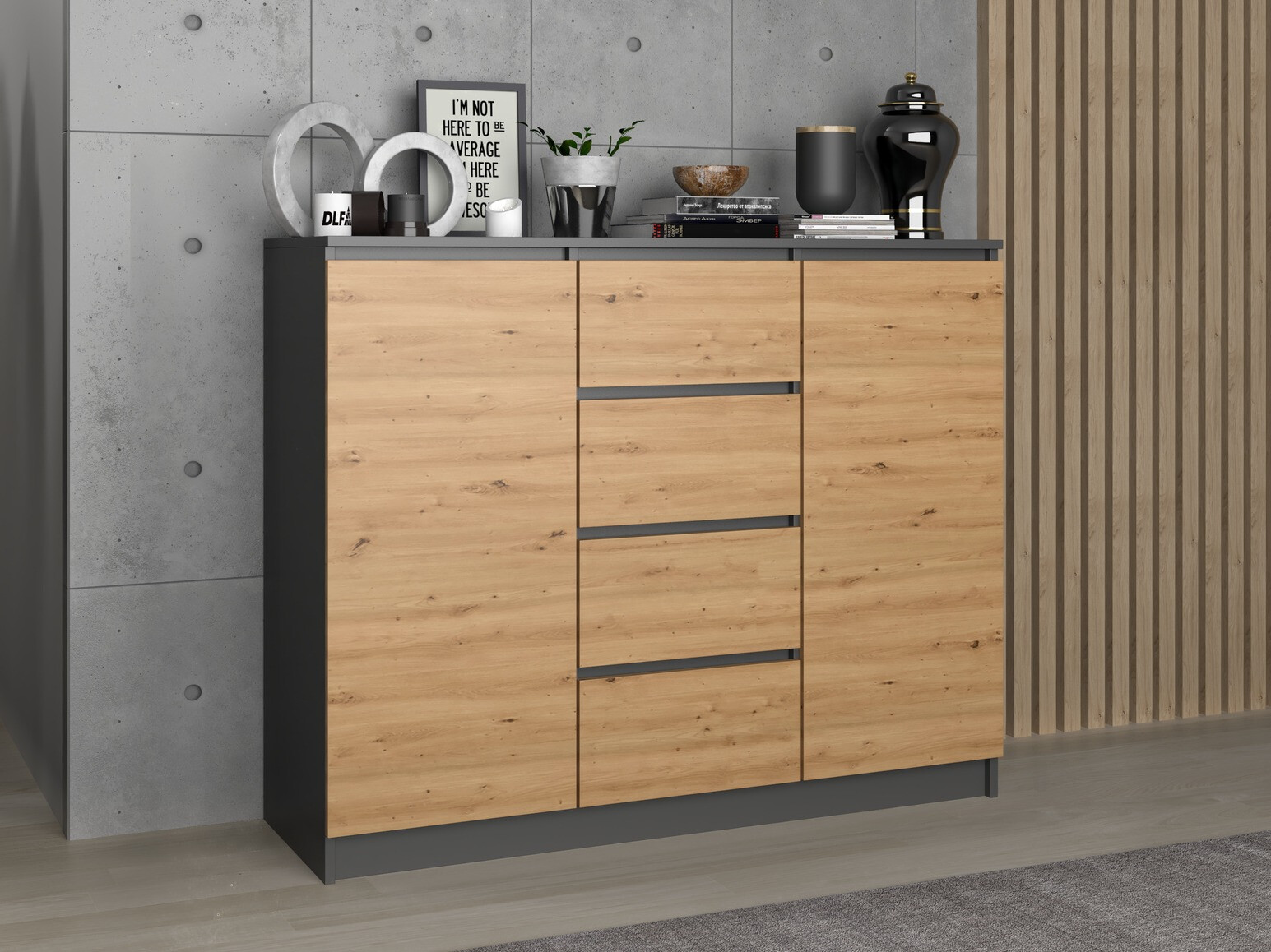 Komoda Elbvelu 113 (Antricit (ugalj) + Zanatski hrast)