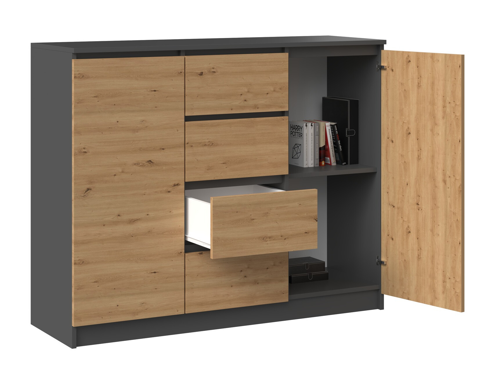 Komoda Elbvelu 113 (Antricit (ugalj) + Zanatski hrast)