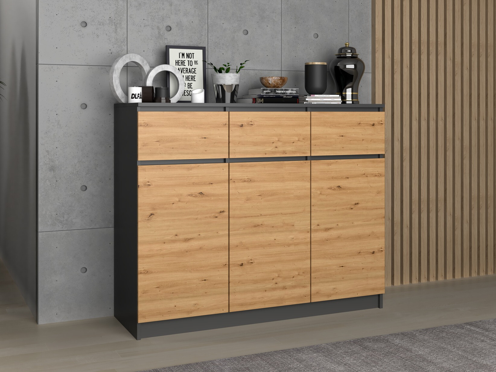 Komoda Elbvelu 115 (Antracit + Artisan hrast)