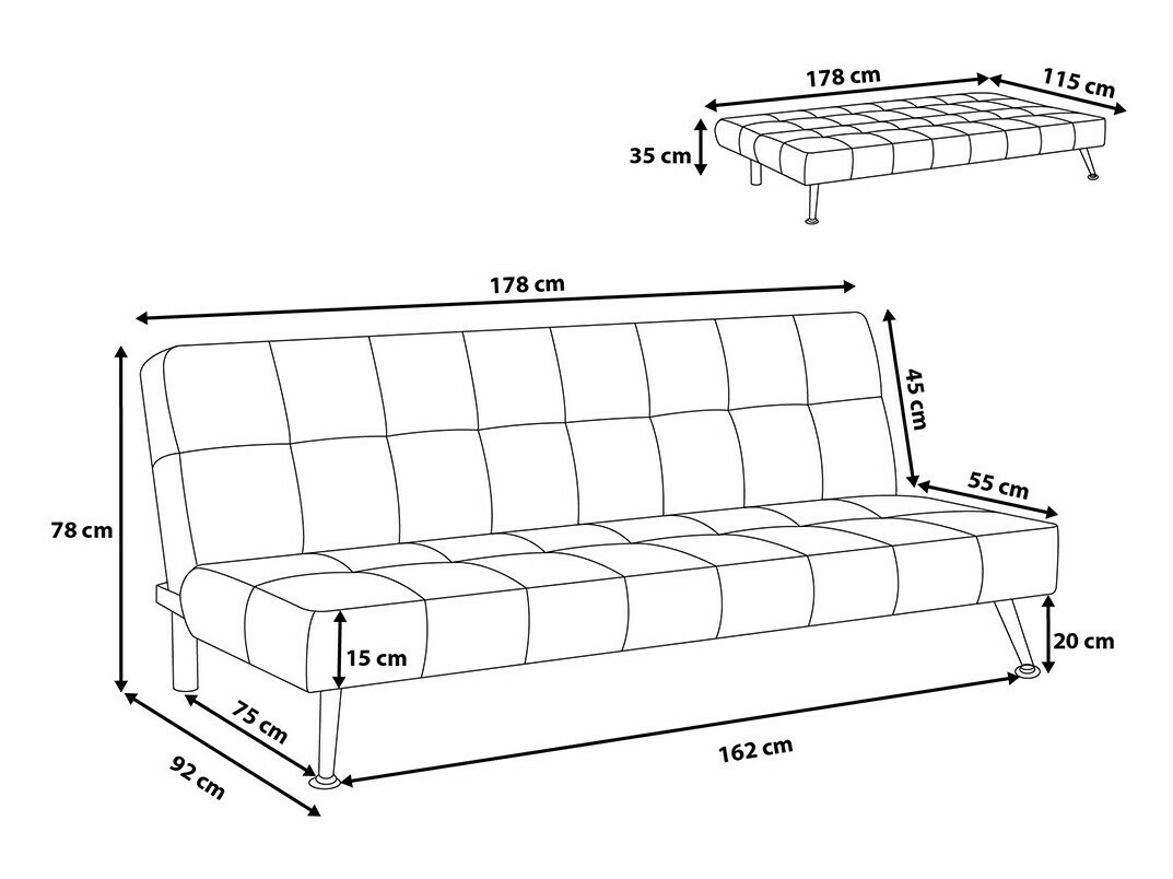 Sofa na razvlačenje Berwyn 211 (Crno)