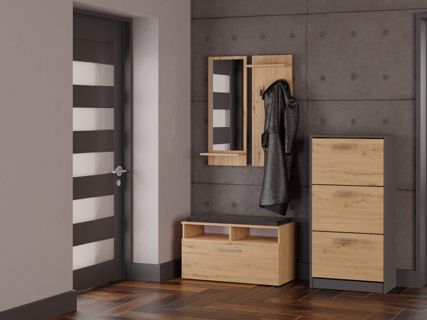 Cipelarnik Mandeville 224 (Antracit + Artisan hrast)