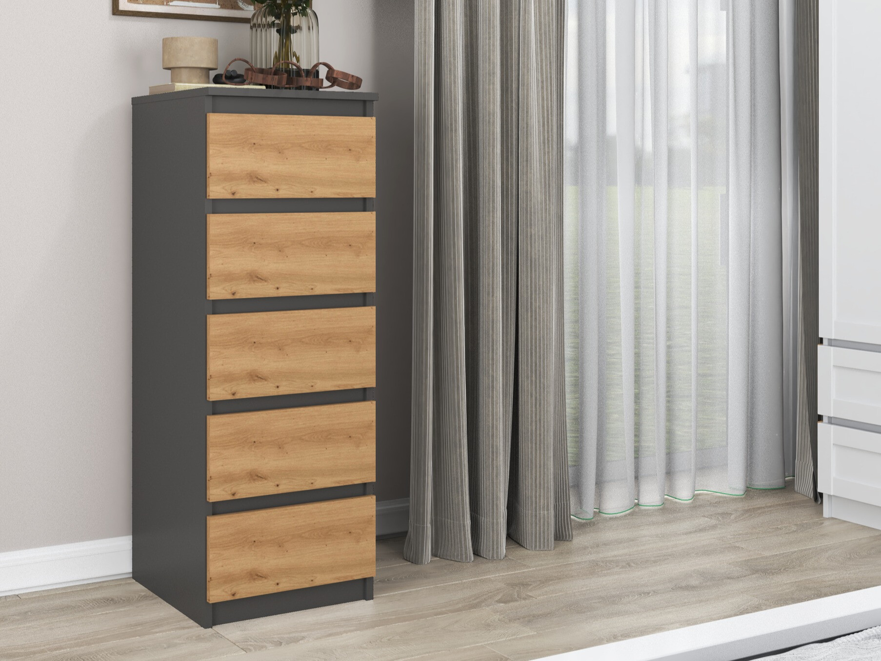 Komoda Elbvelu 121 (Antricit (ugalj) + Zanatski hrast)