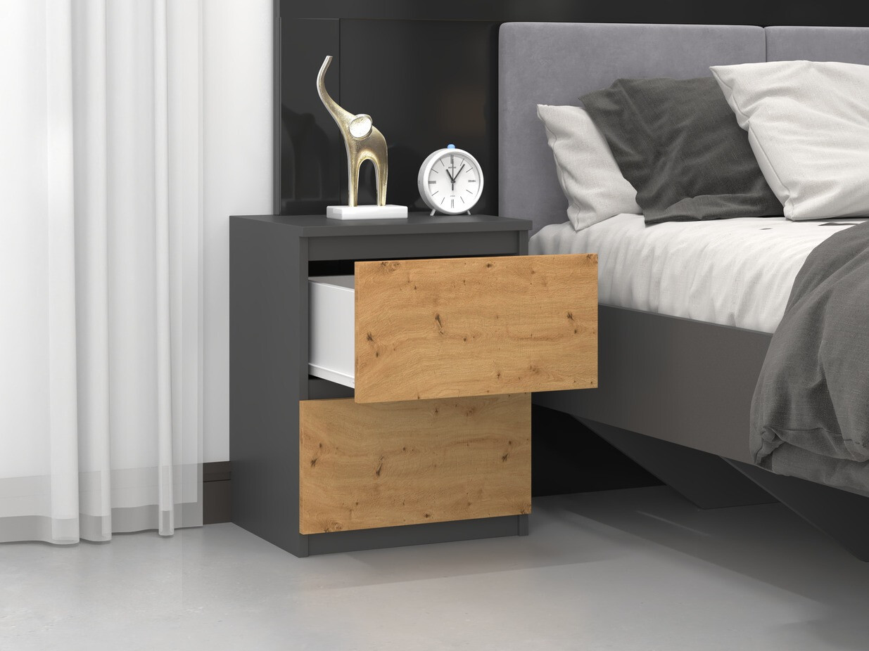 Noćni ormarić Elbvelu 120 (Antricit (ugalj) + Zanatski hrast)