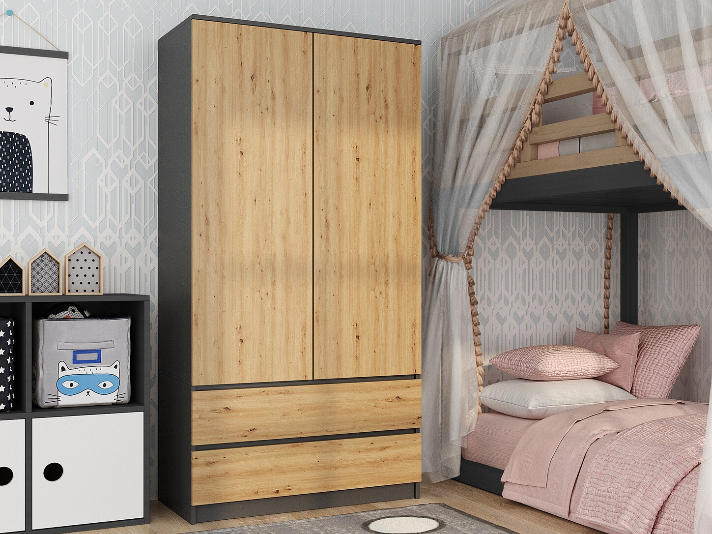 Ormar Elbvelu 116 (Antracit + Artisan hrast)