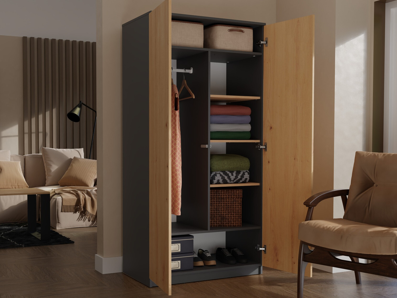 Ormar Elbvelu 117 (Antracit + Artisan hrast)