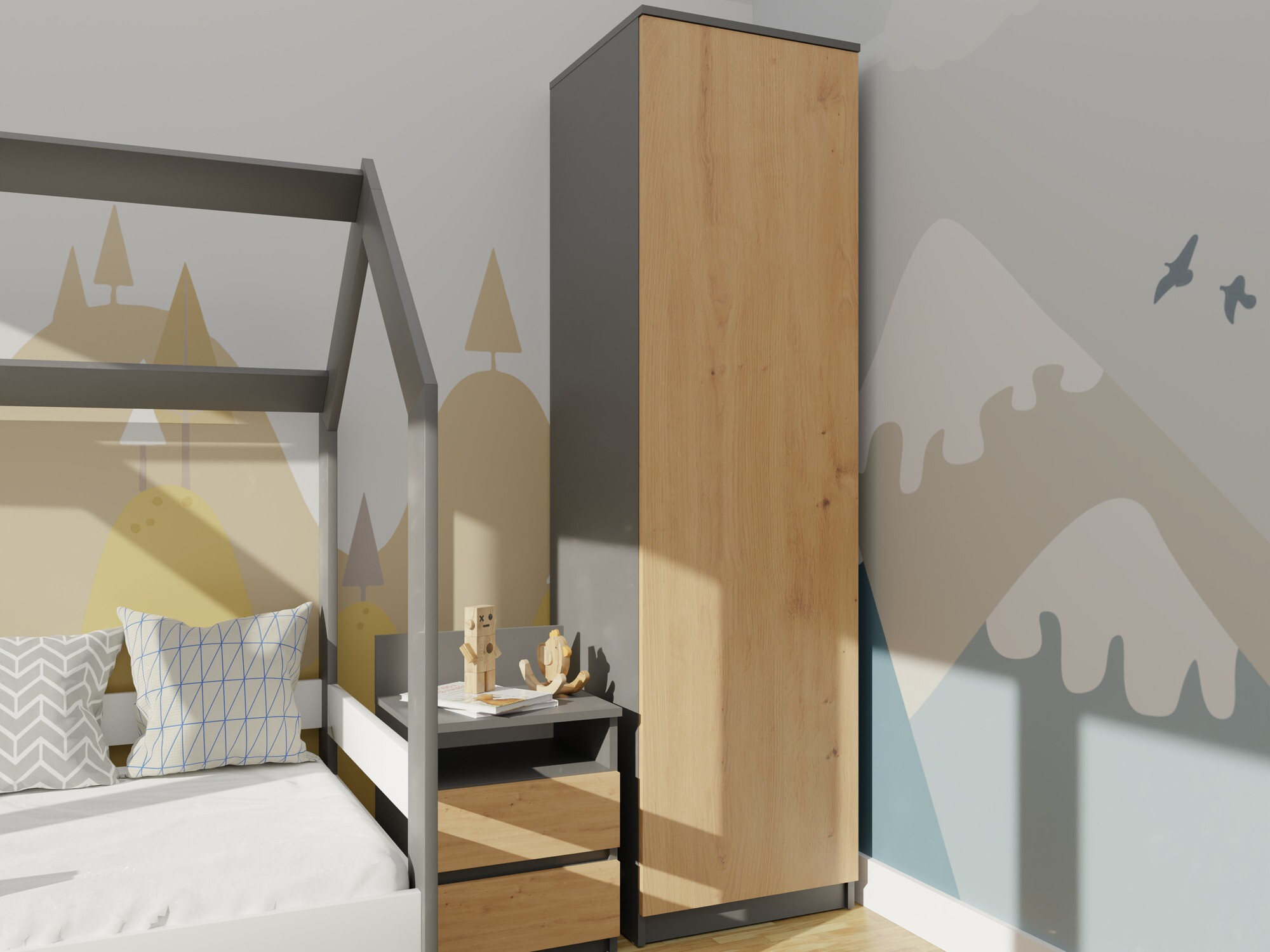 Ormar Elbvelu 118 (Antracit + Artisan hrast)